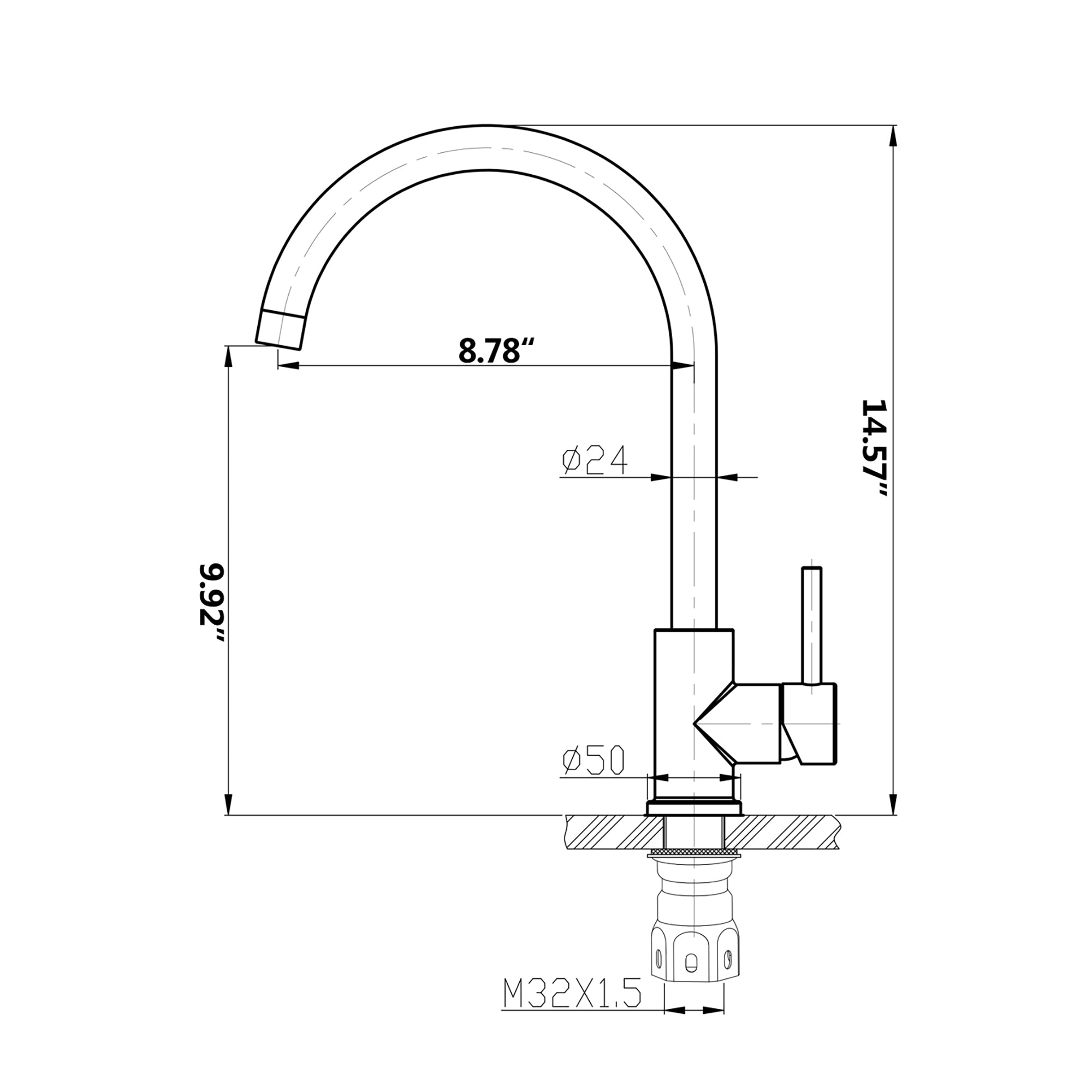 Single Handle Deck Mounted High Arc Kitchen Faucet with Soap Dispenser
