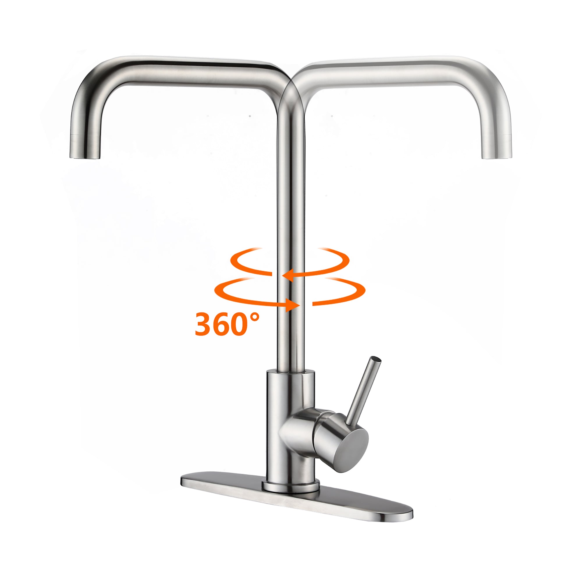 Single Handle Deck Mounted High Arc Kitchen Faucet with Soap Dispenser in Brushed Nickel
