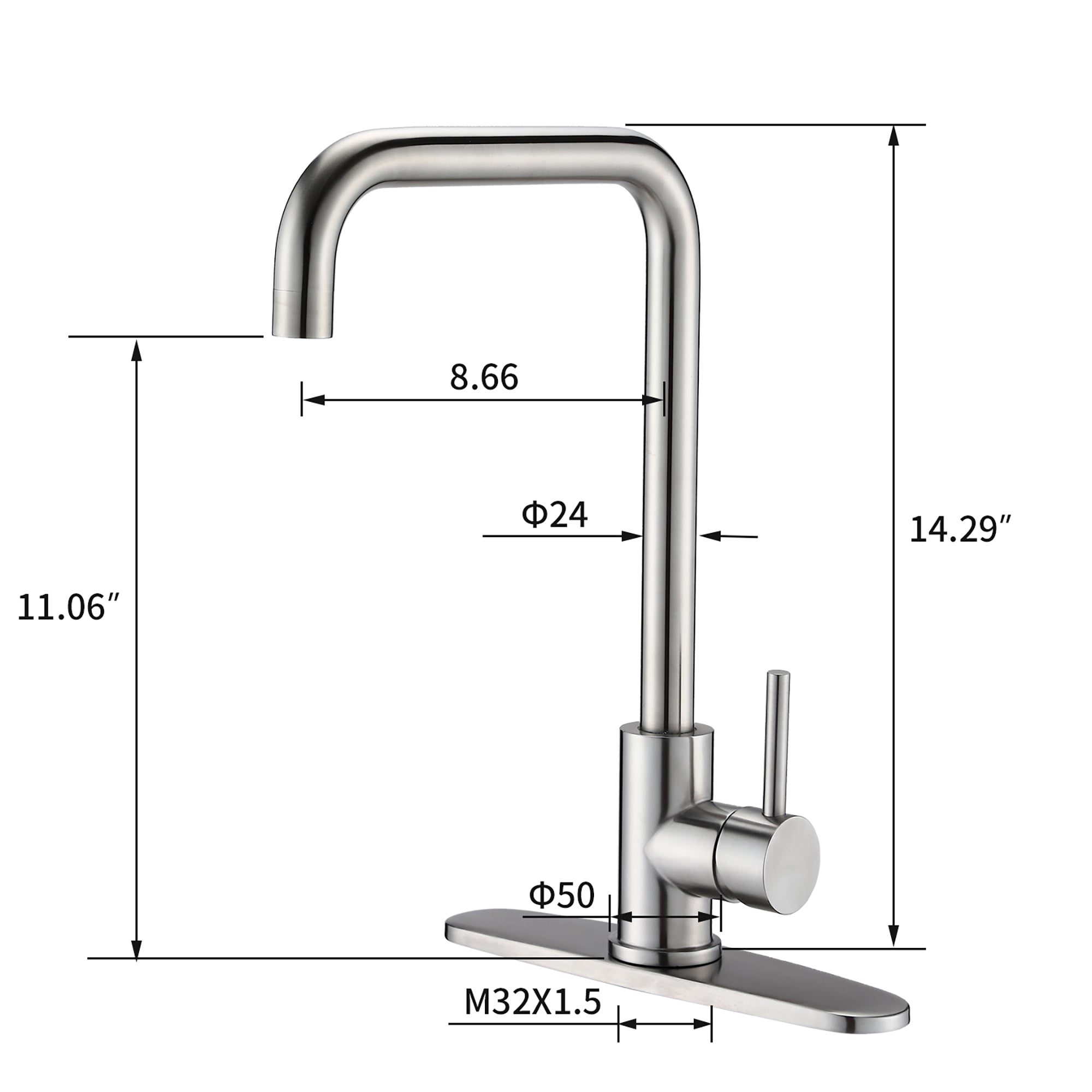 Single Handle Deck Mounted High Arc Kitchen Faucet with Soap Dispenser in Brushed Nickel