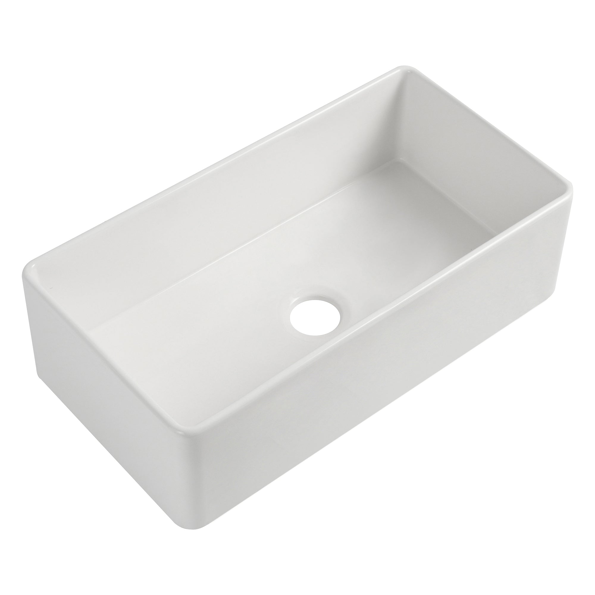 White Fireclay Farmhouse Apron Kitchen Sink with Grid and Strainer