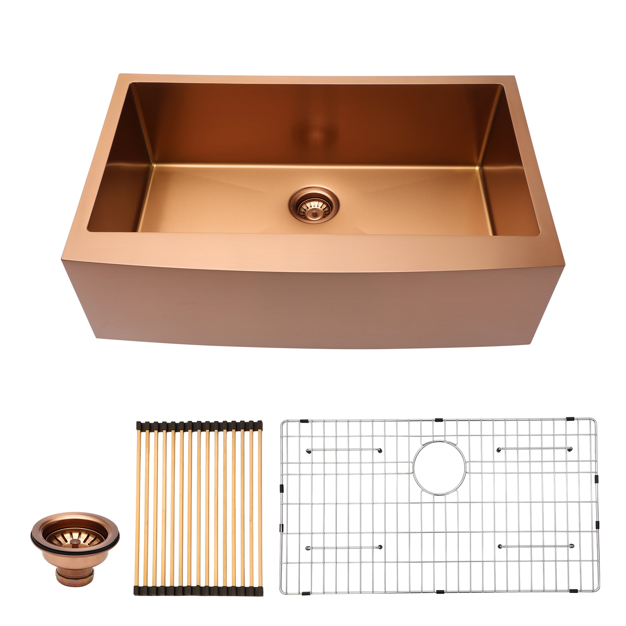 Stainless Steel Single Bowl Farmhouse Apron Kitchen Sink with Grid and Strainer