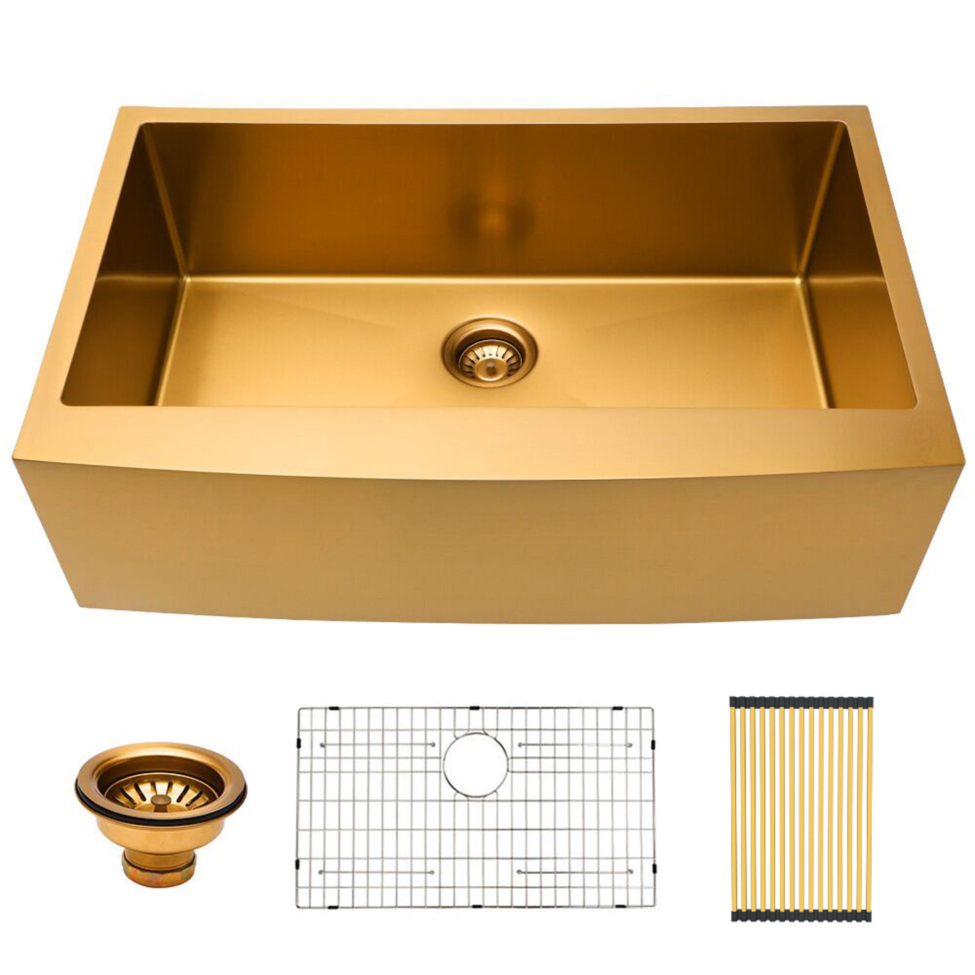 Stainless Steel Single Bowl Farmhouse Apron Kitchen Sink with Grid and Strainer