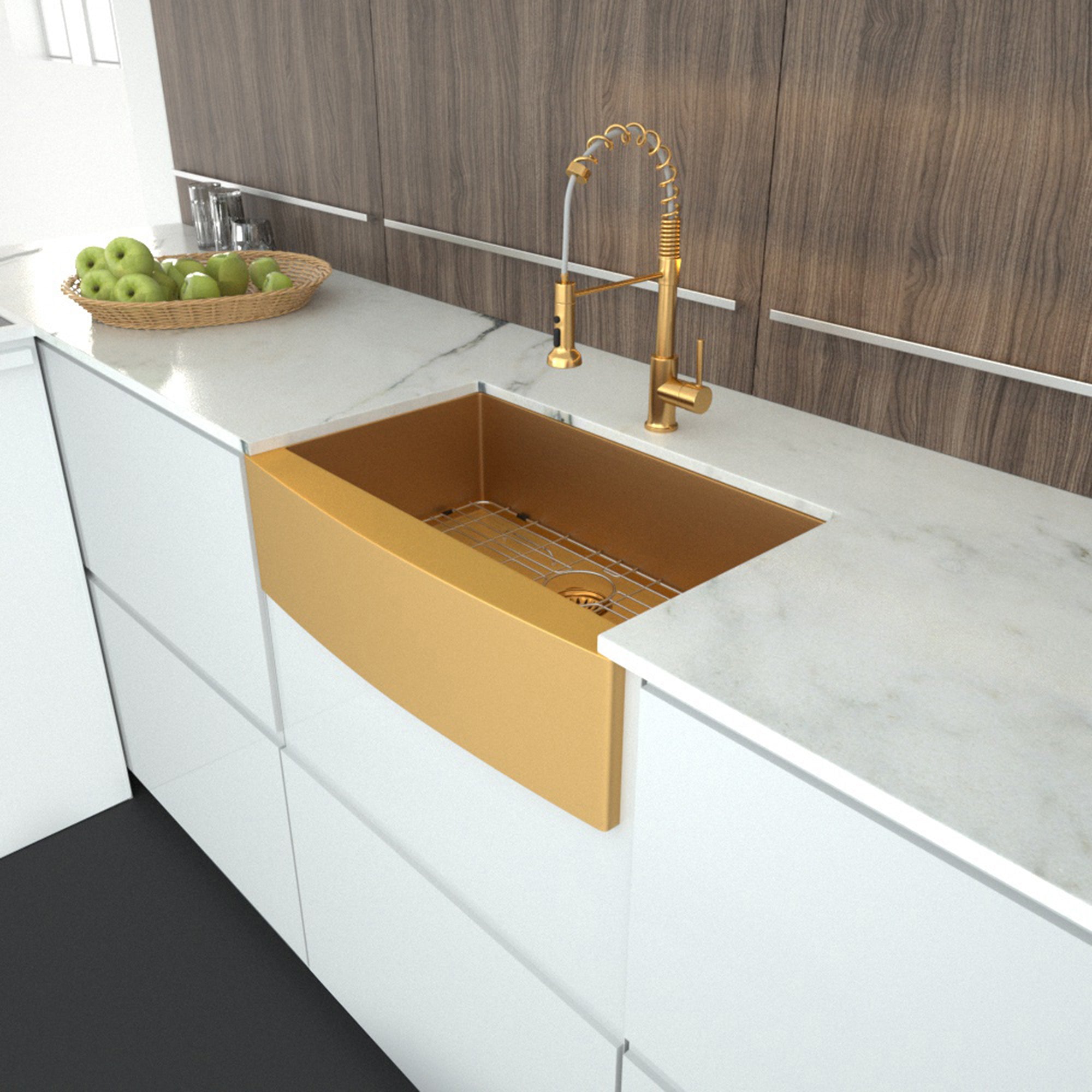 Stainless Steel Single Bowl Farmhouse Apron Kitchen Sink with Grid and Strainer