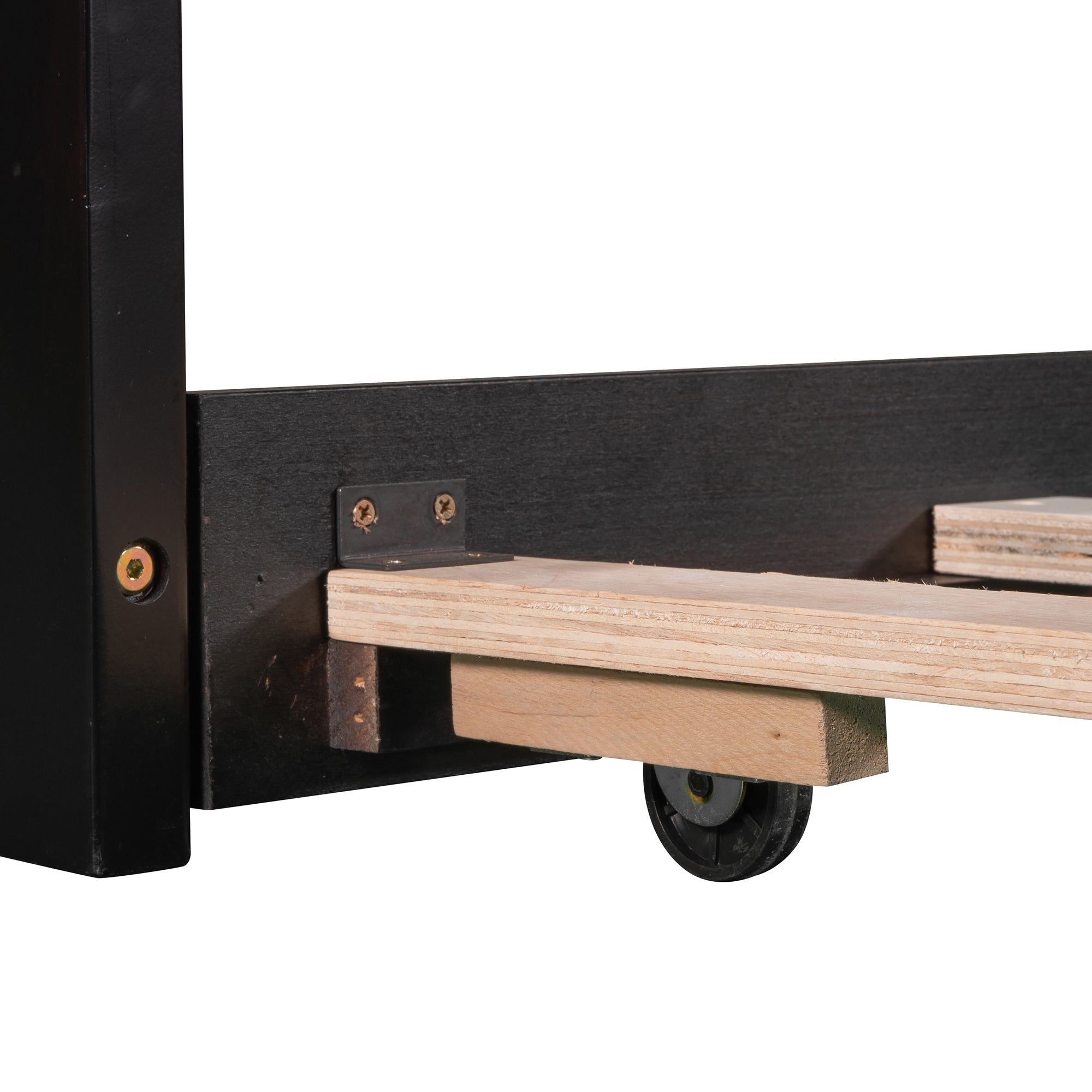 Twin Wood Frame Platform Bed with Trundle and Drawers Linked with built-in Desk