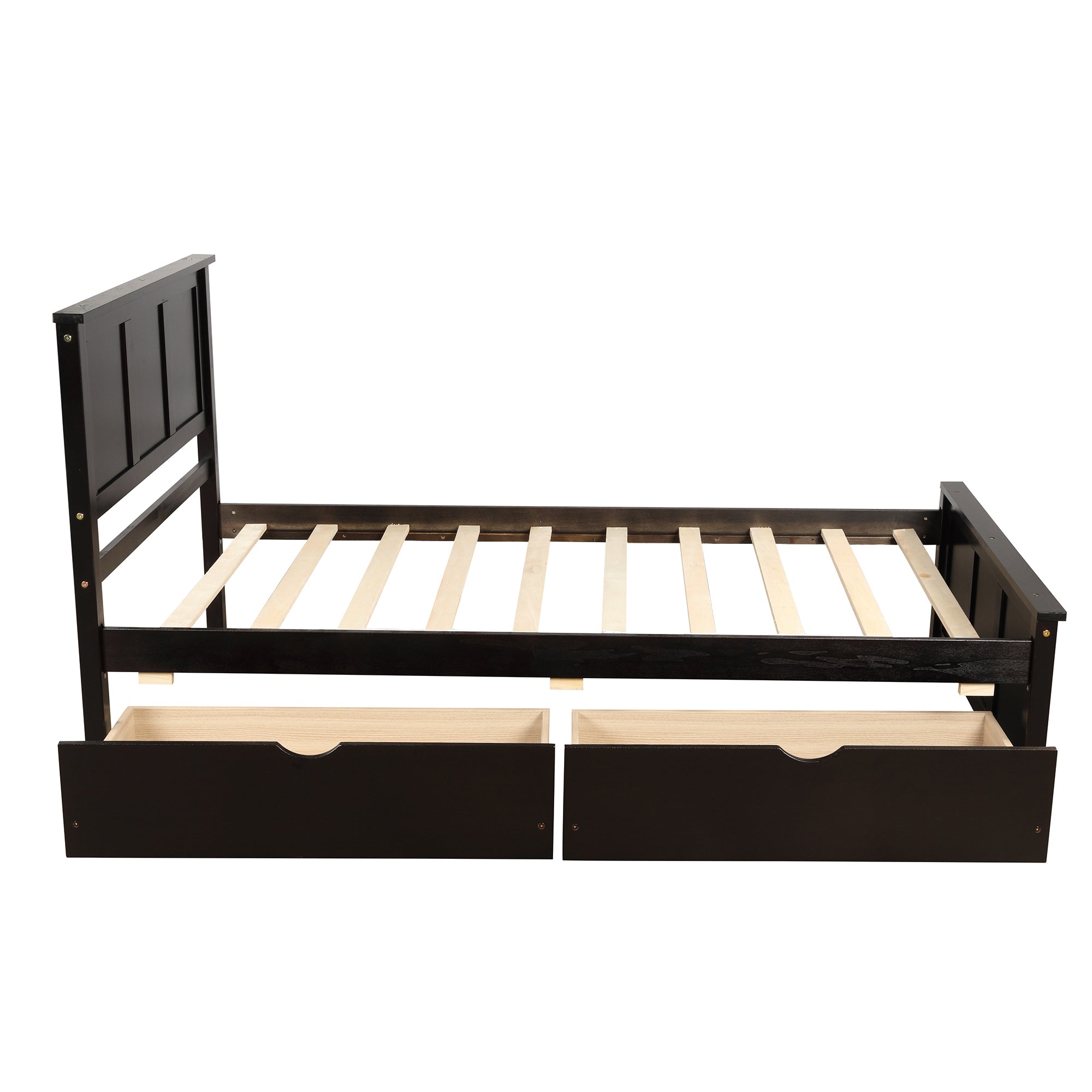 Twin Wood Frame Platform Bed with 2 Drawers