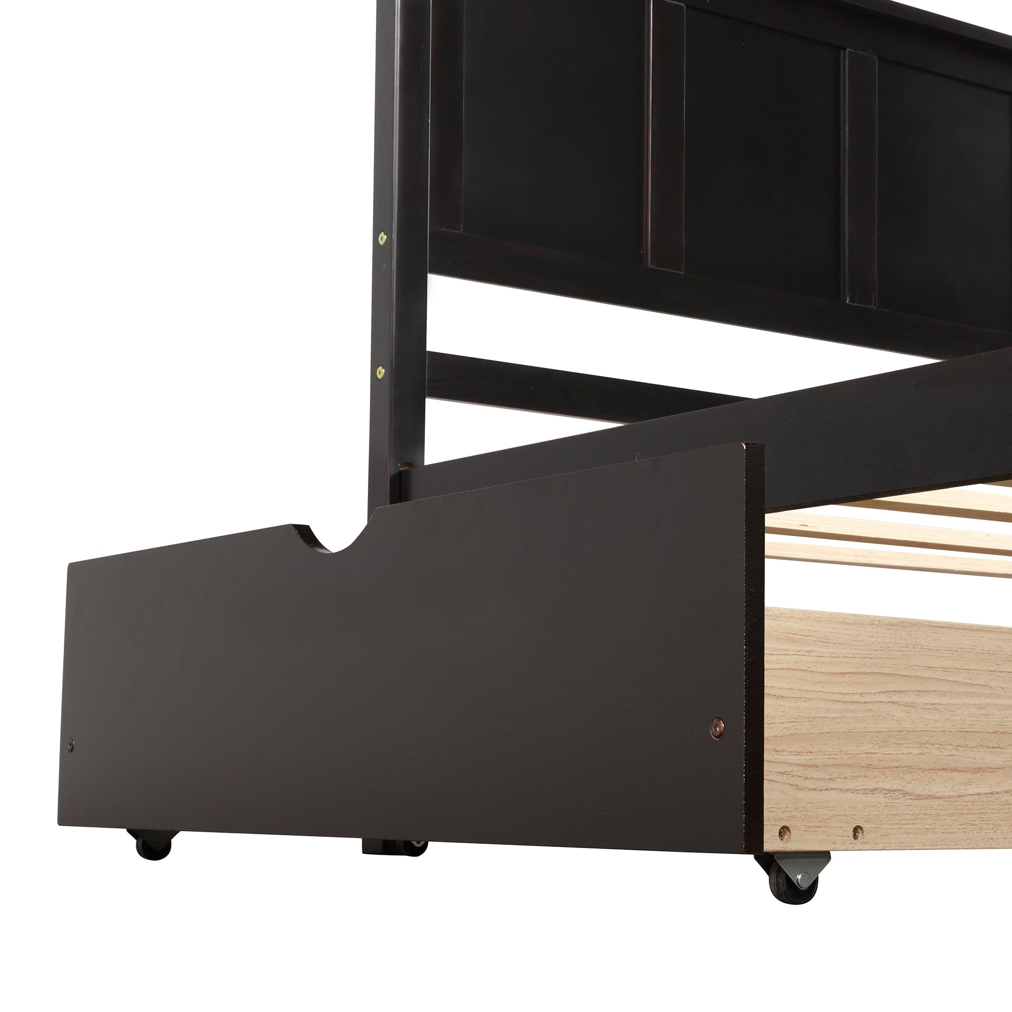 Twin Wood Frame Platform Bed with 2 Drawers
