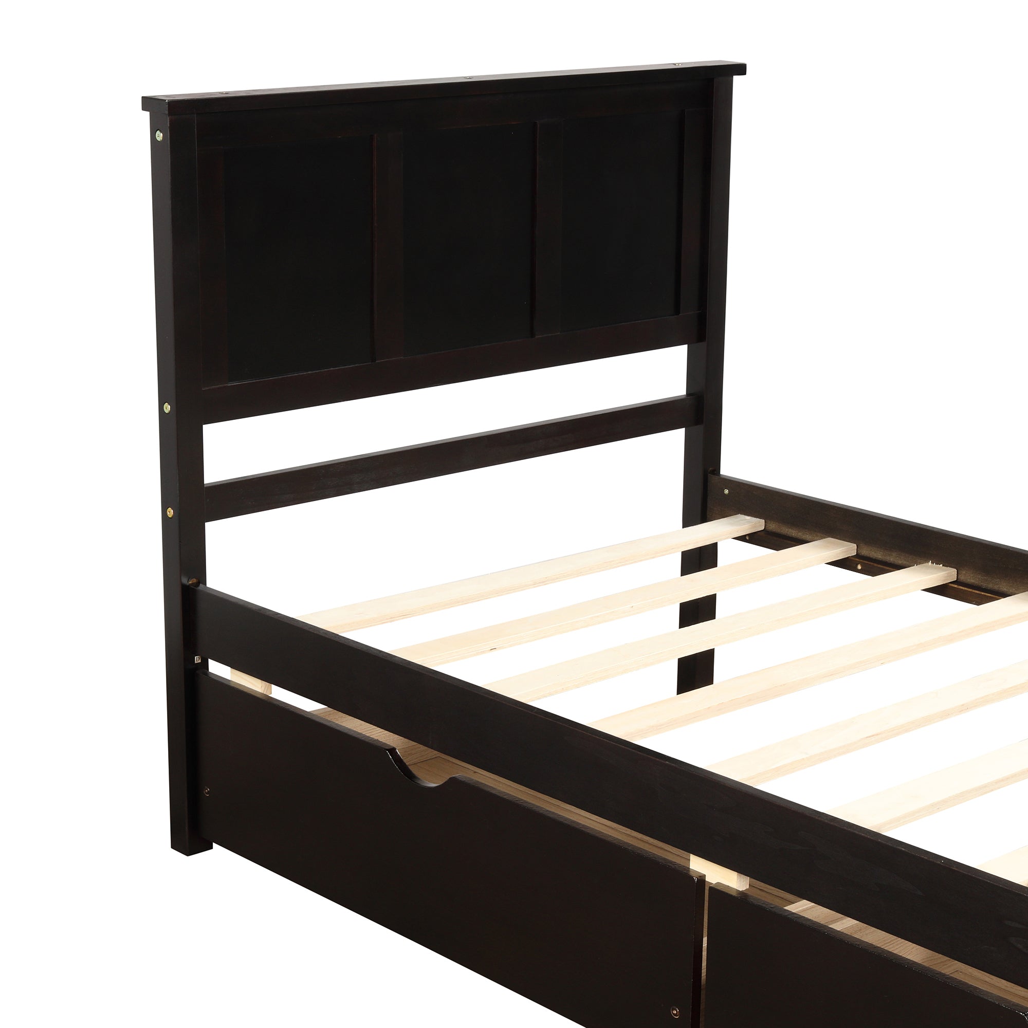 Twin Wood Frame Platform Bed with 2 Drawers