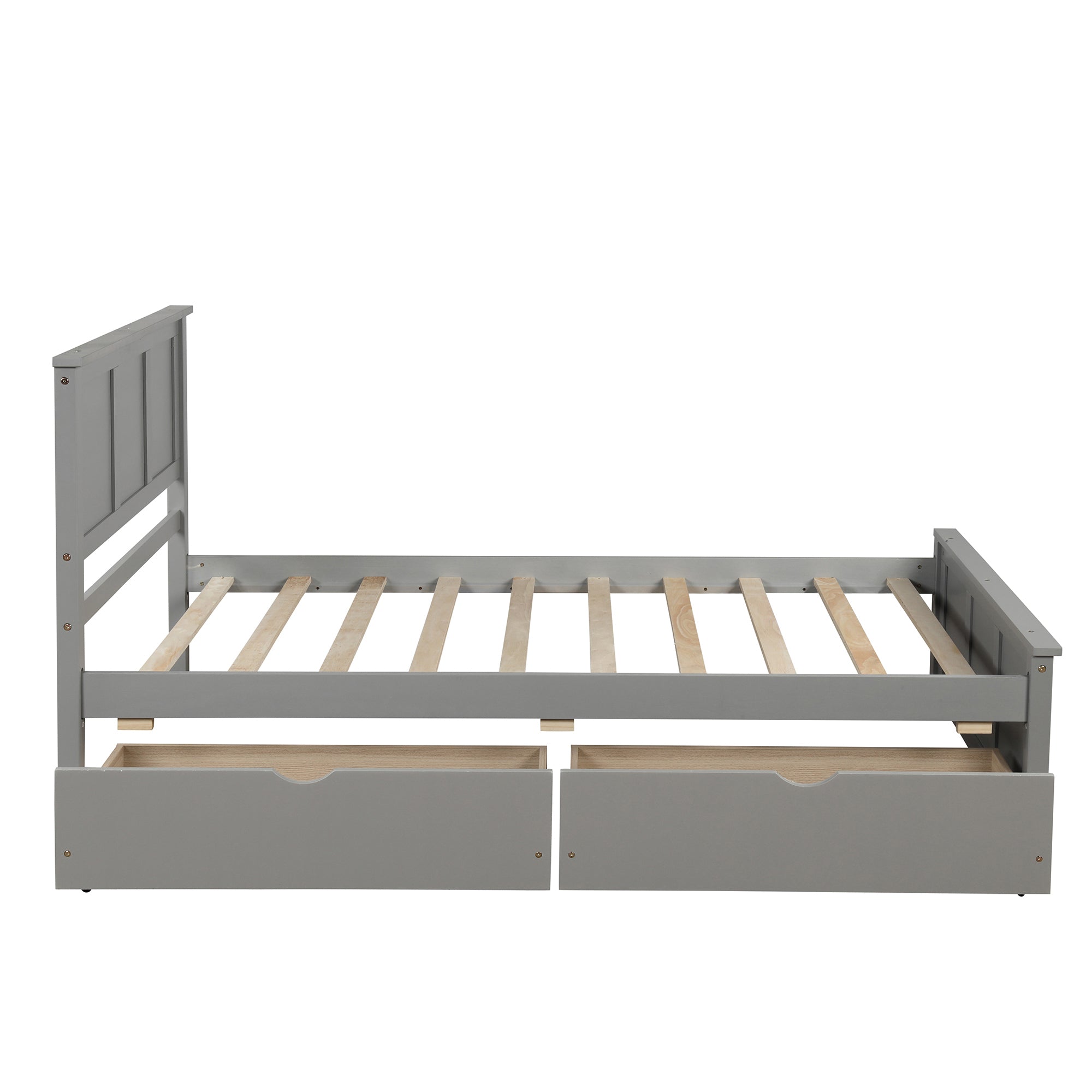 Twin Wood Frame Platform Bed with 2 Drawers