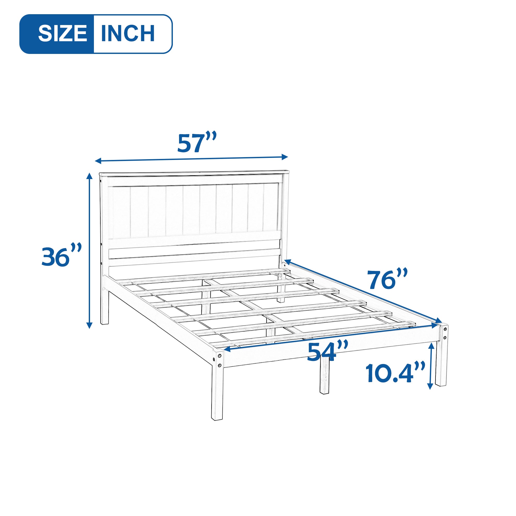 Twin/Full/Queen Wood Frame Platform Bed with Headboard