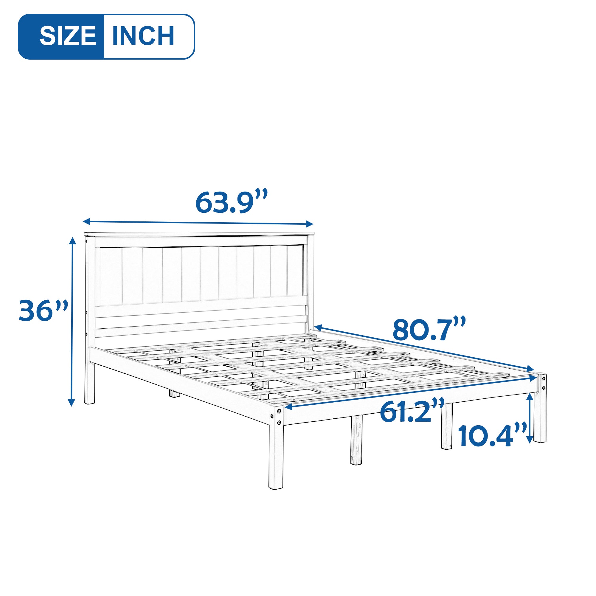 Twin/Full/Queen Wood Frame Platform Bed with Headboard