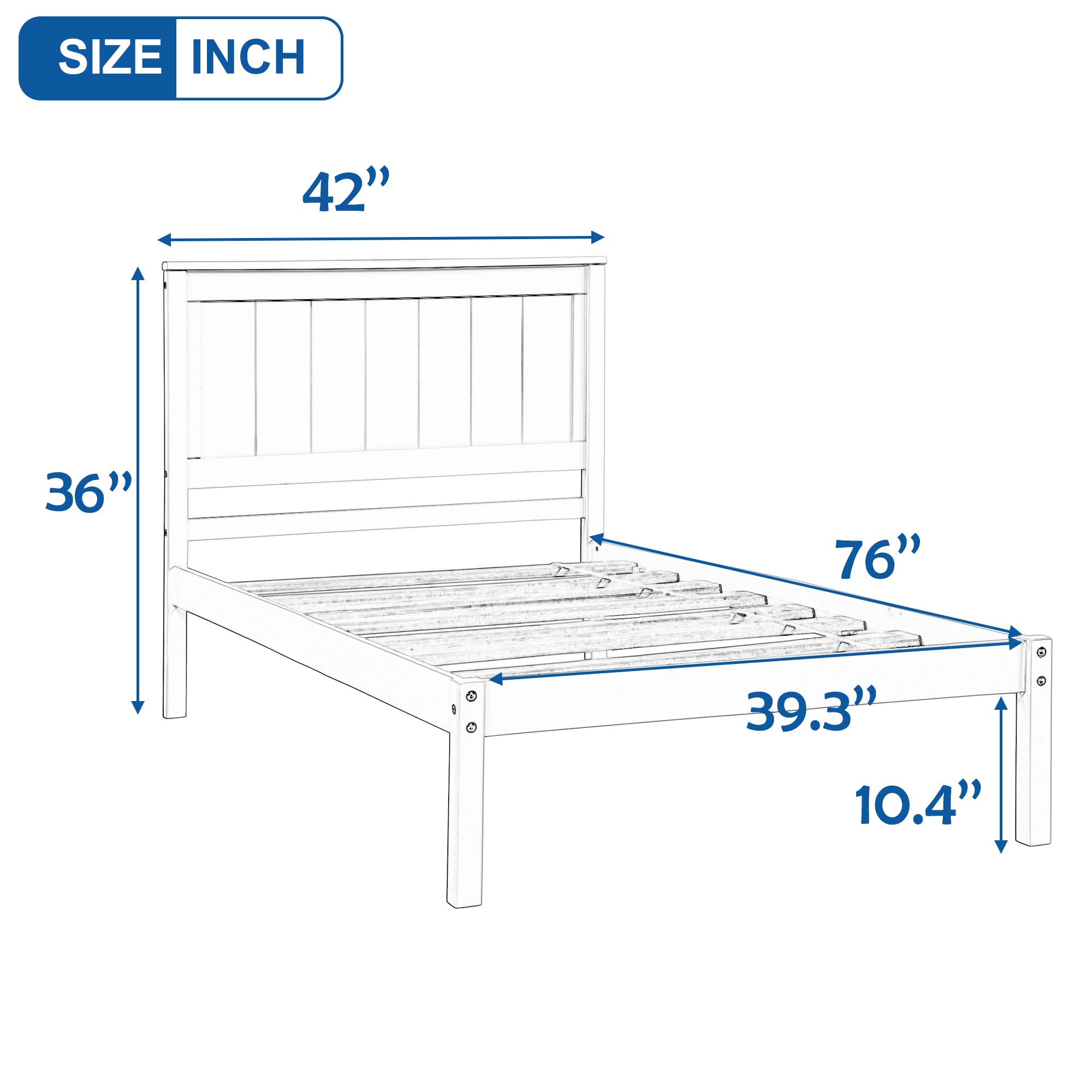 Twin/Full/Queen Wood Frame Platform Bed with Headboard