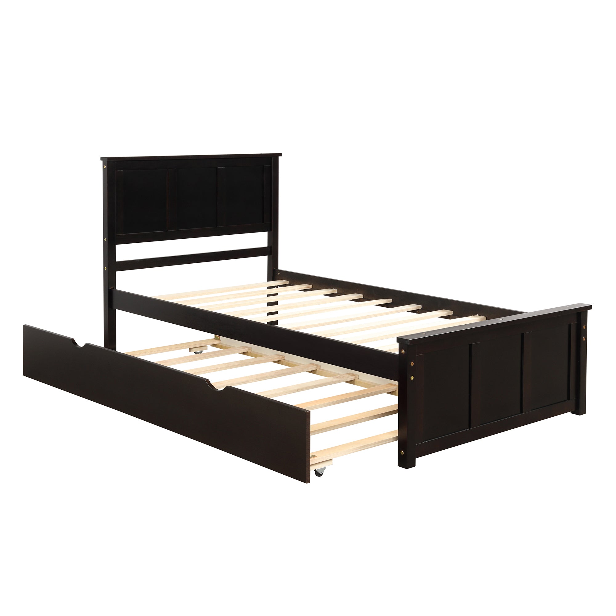 Twin Wood Frame Platform Bed with Trundle