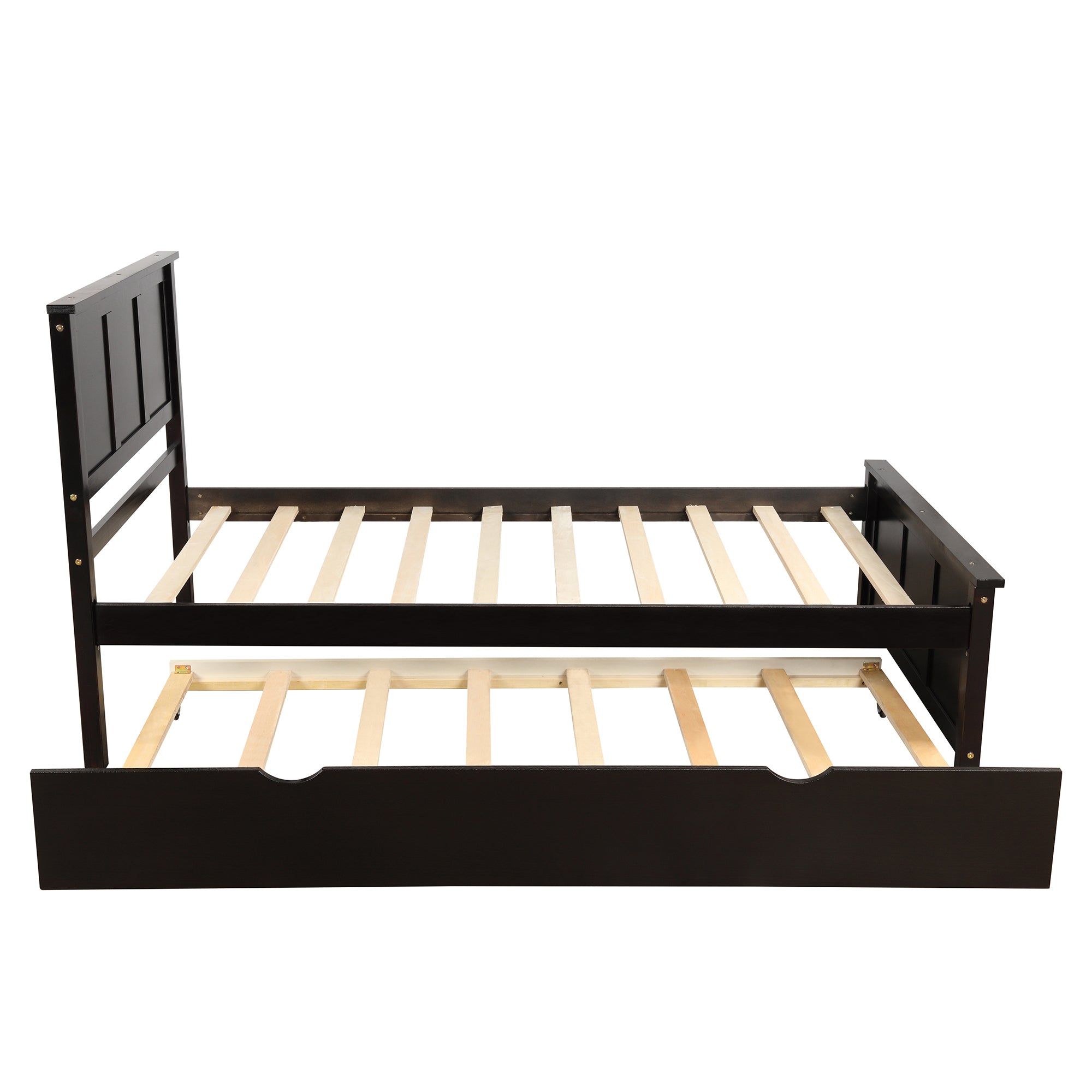 Twin Wood Frame Platform Bed with Trundle