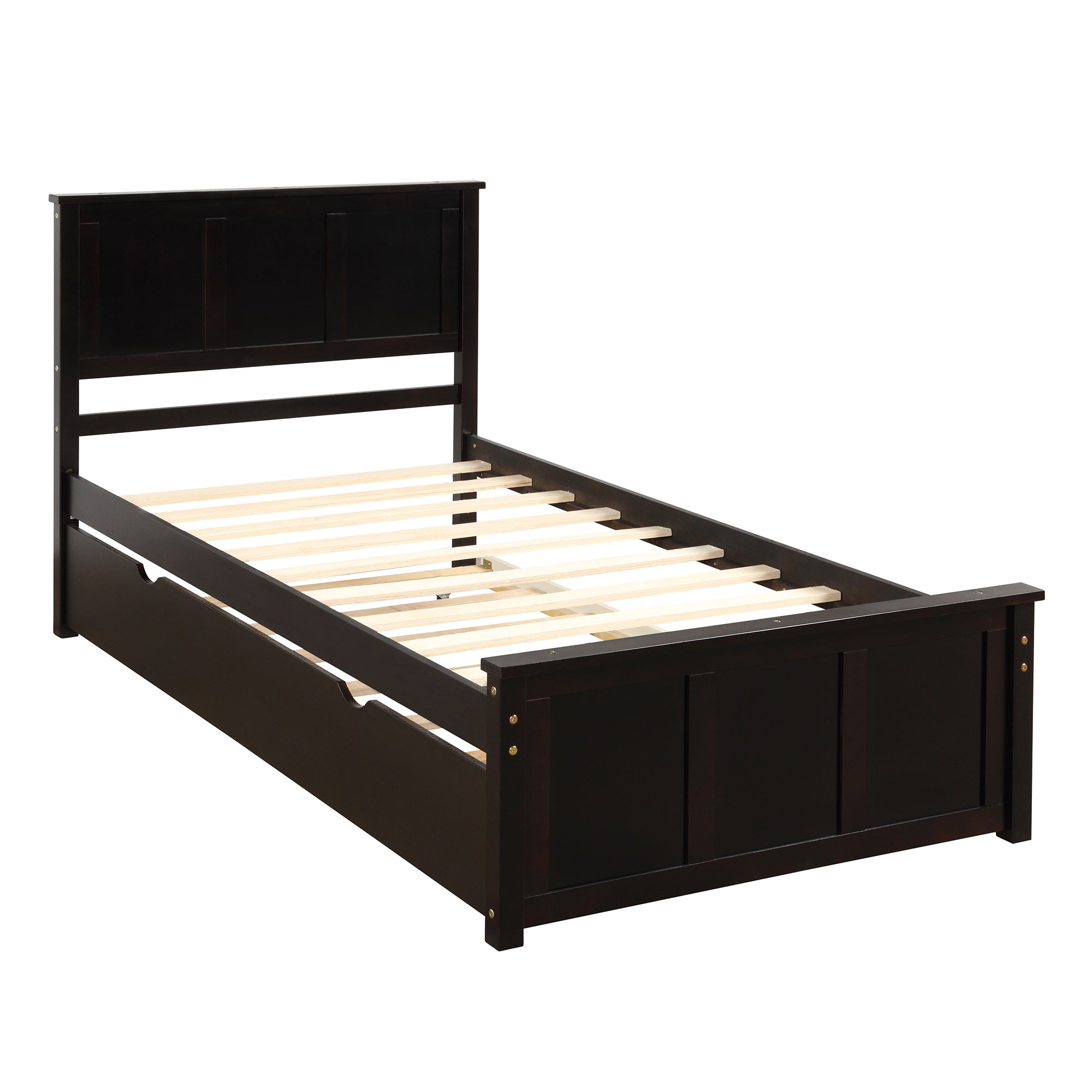 Twin Wood Frame Platform Bed with Trundle