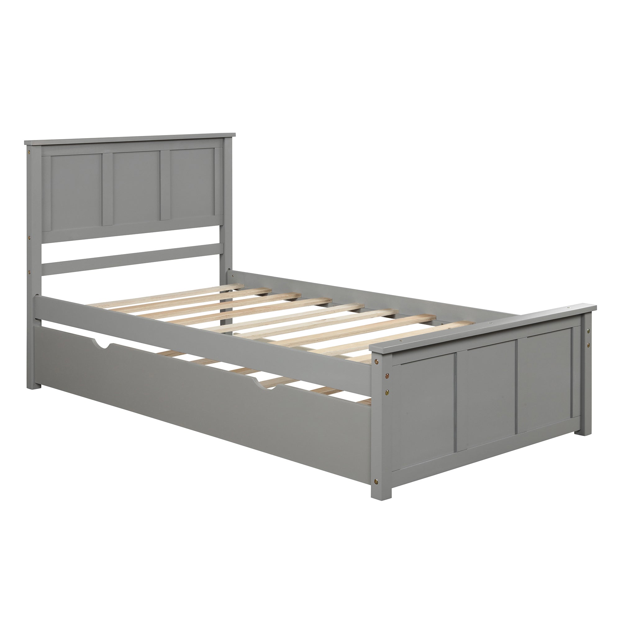 Twin Wood Frame Platform Bed with Trundle