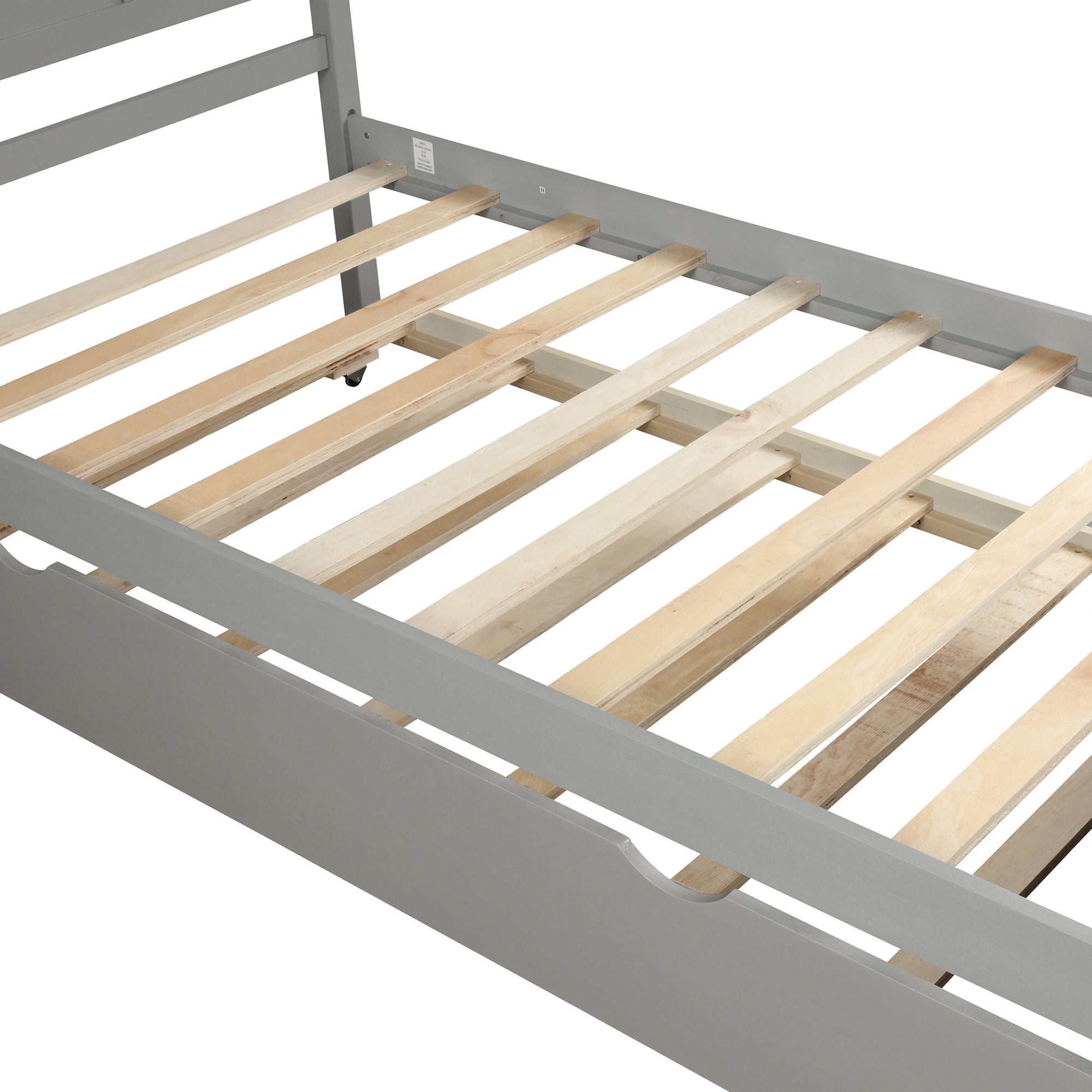 Twin Wood Frame Platform Bed with Trundle