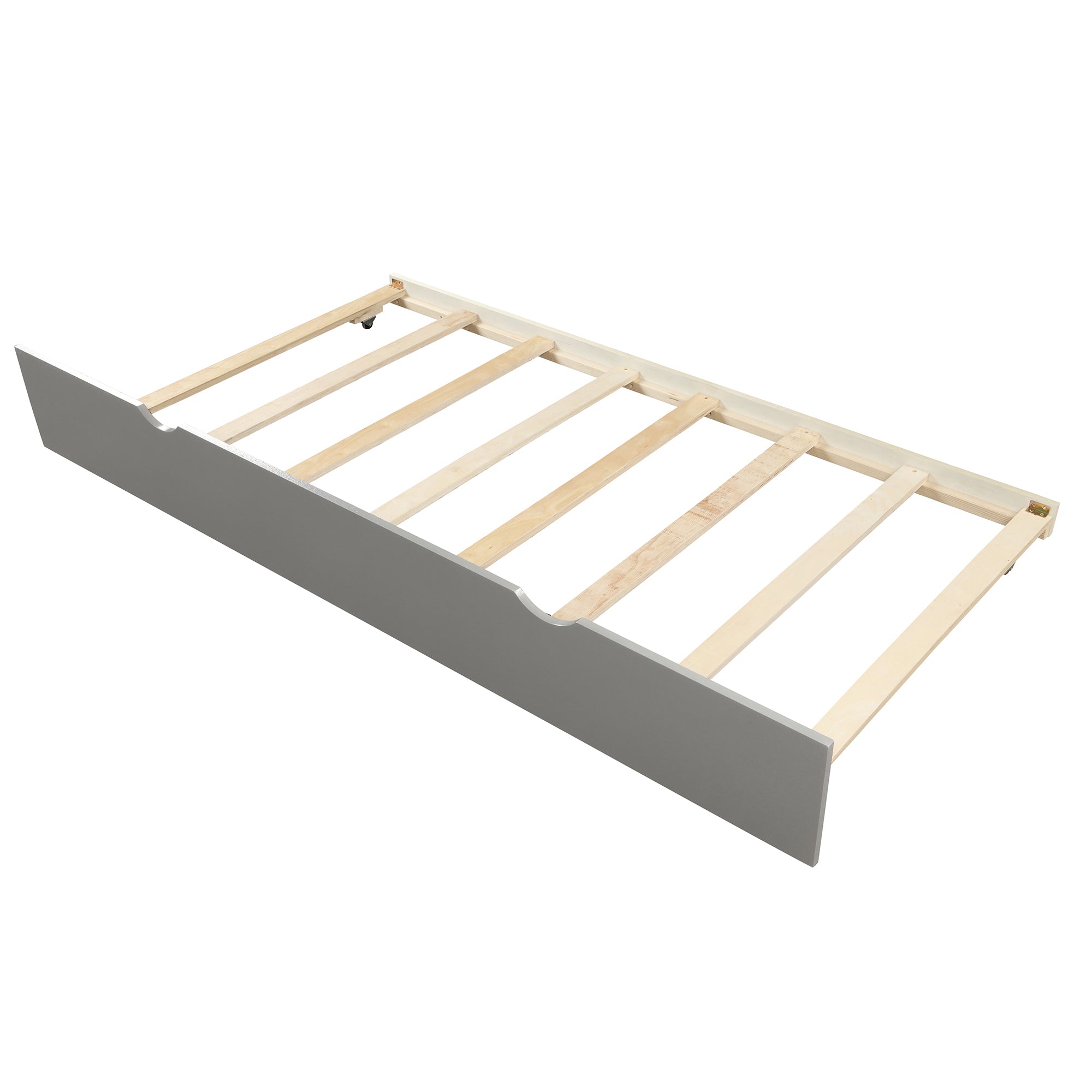 Twin Wood Frame Platform Bed with Trundle