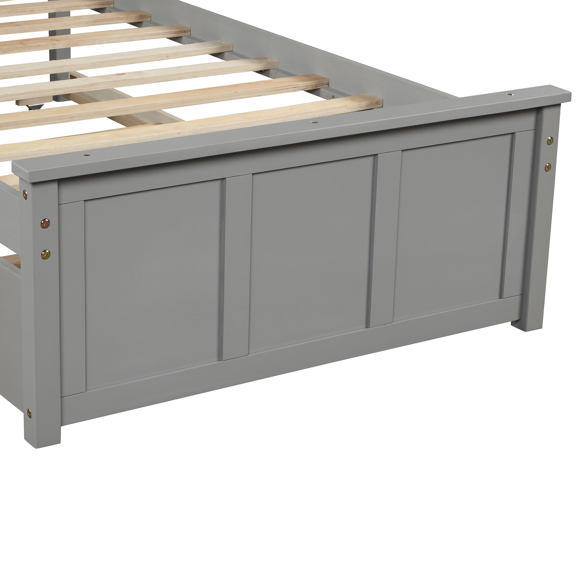 Twin Wood Frame Platform Bed with Trundle