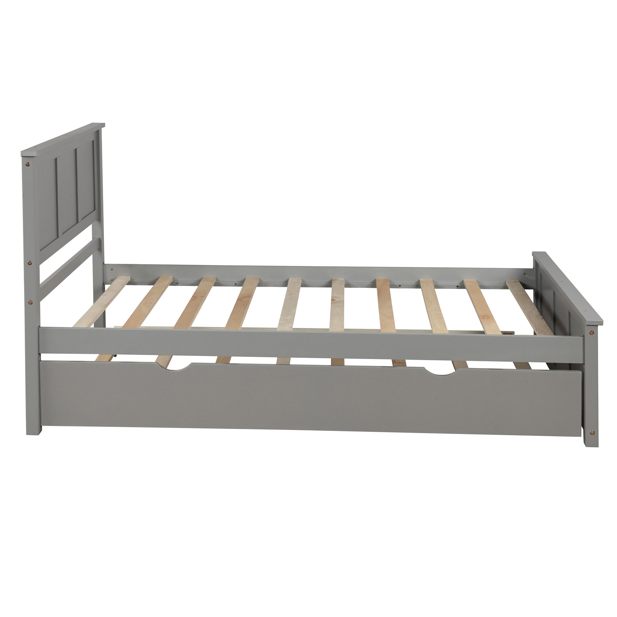 Twin Wood Frame Platform Bed with Trundle