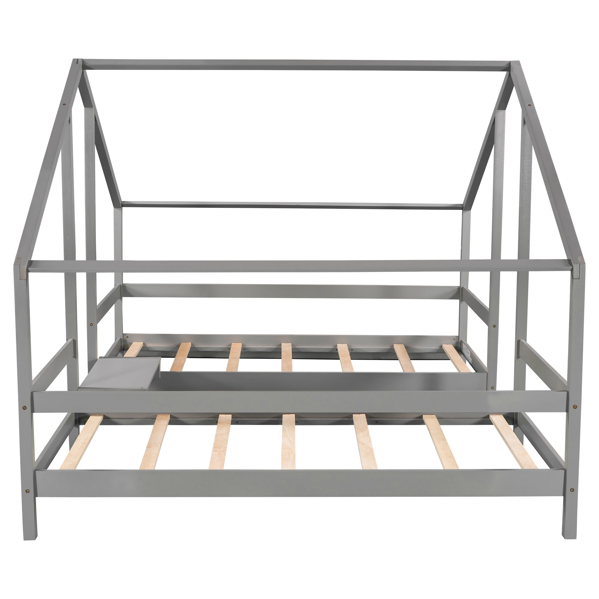 Twin Wood Frame Triangular House Beds with Built-in Table