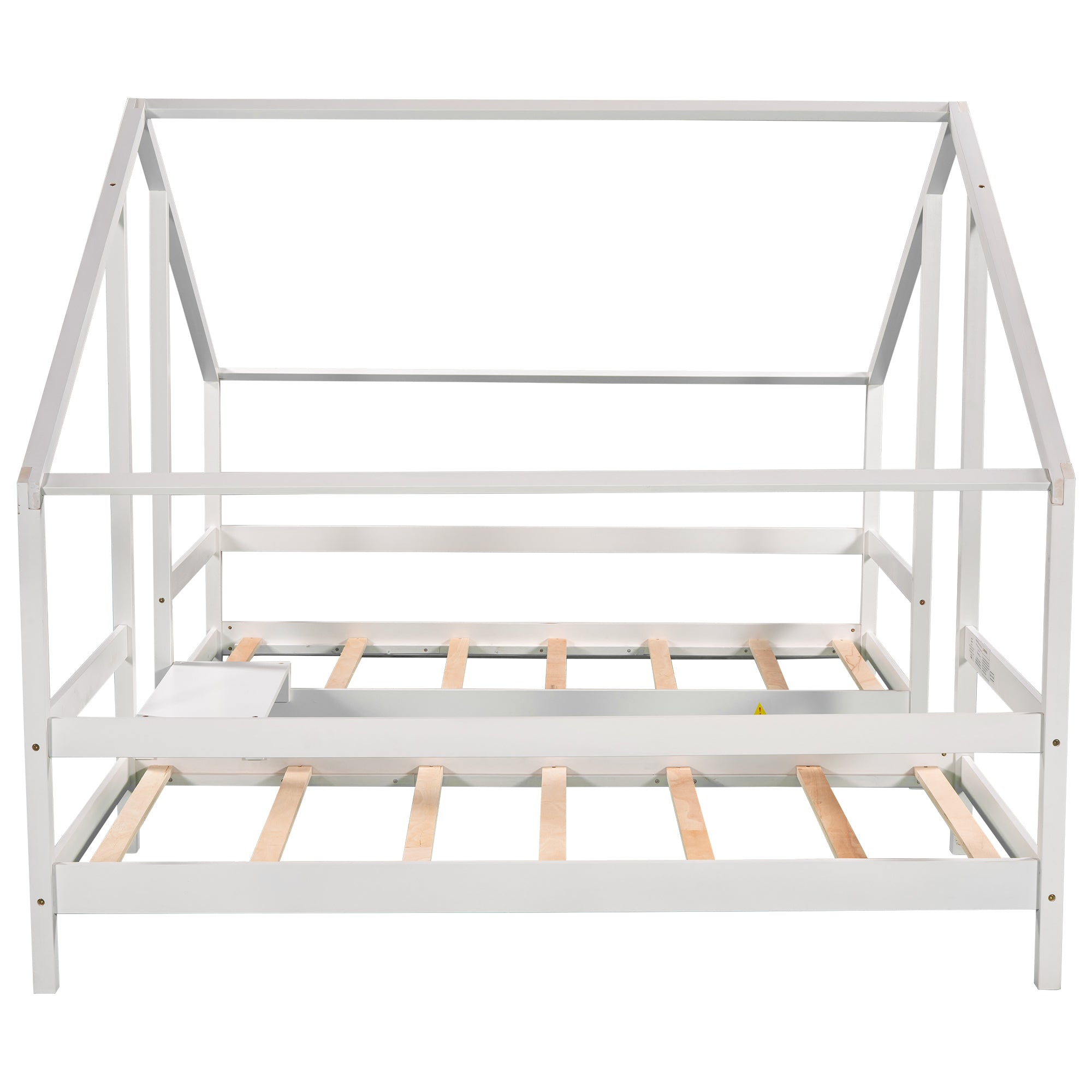 Twin Wood Frame Triangular House Beds with Built-in Table
