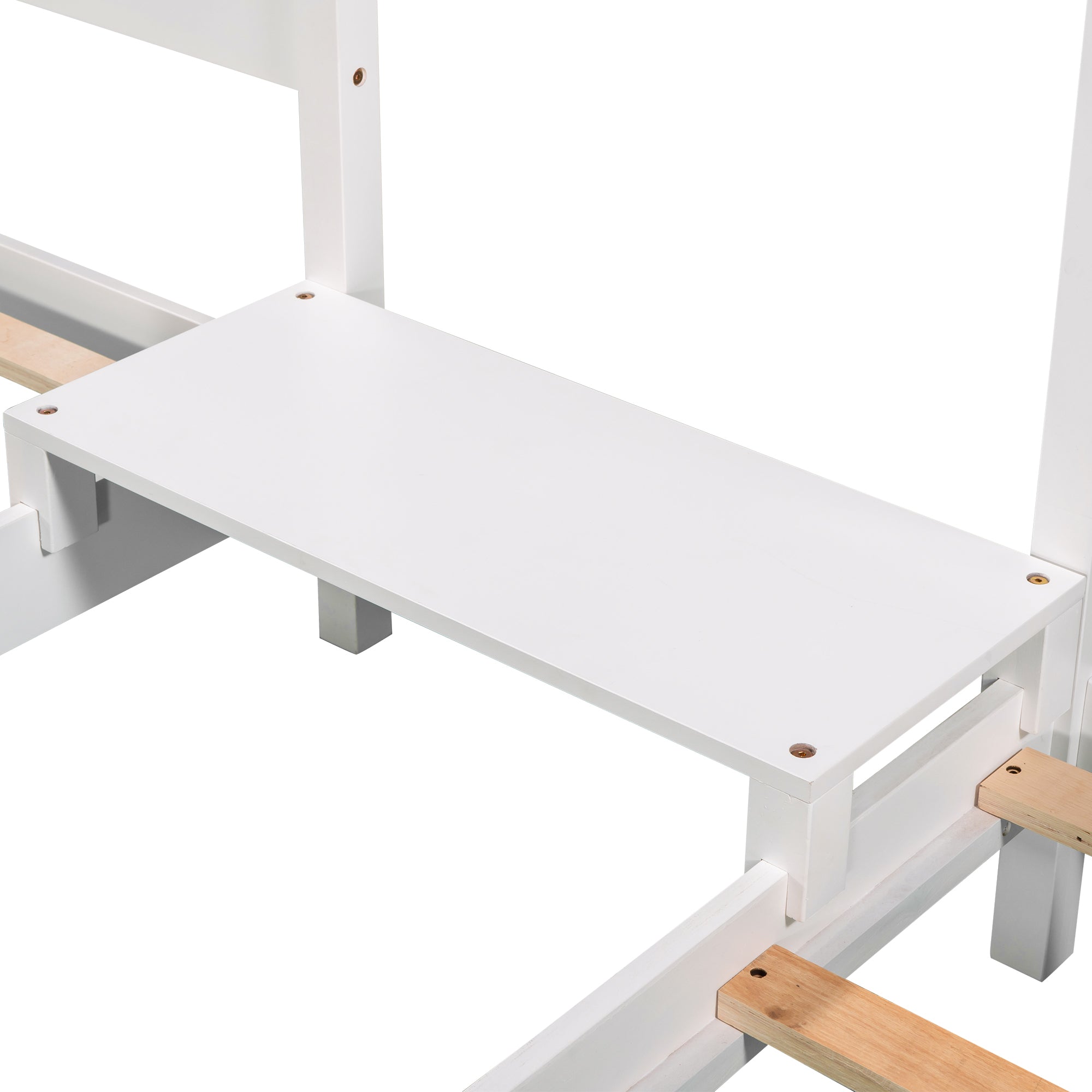 Twin Wood Frame Triangular House Beds with Built-in Table