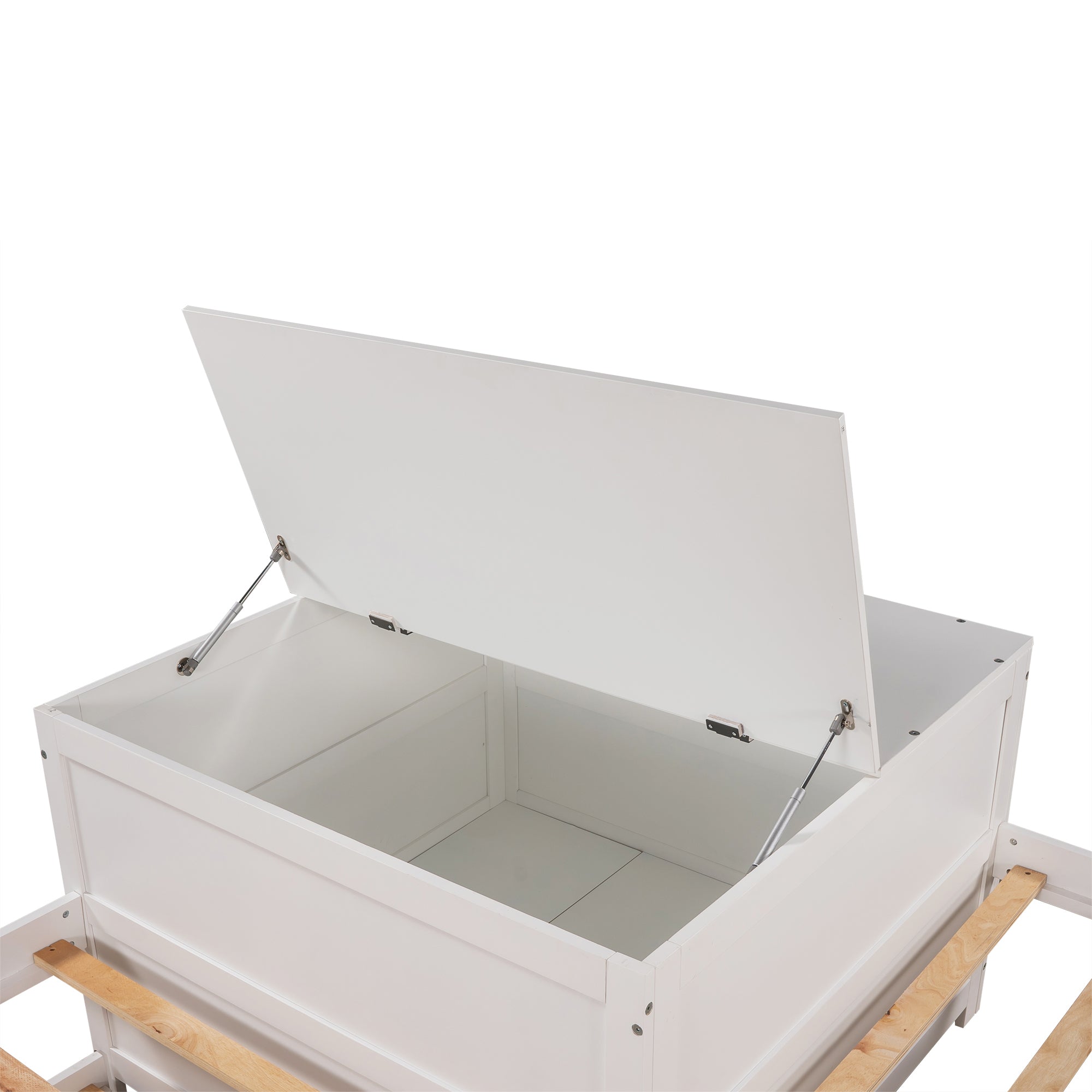 Twin Wood Frame Platform Bed with Trundle and Drawers Linked with Built-in Flip Square Table