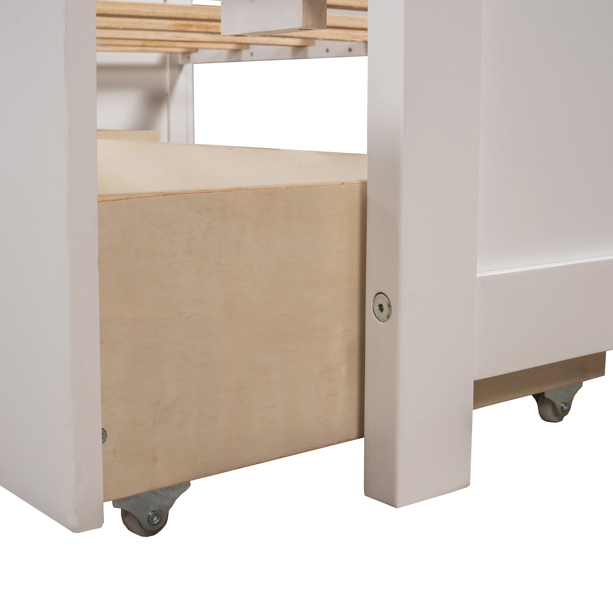Twin Wood Frame Platform Bed with Trundle and Drawers Linked with Built-in Flip Square Table