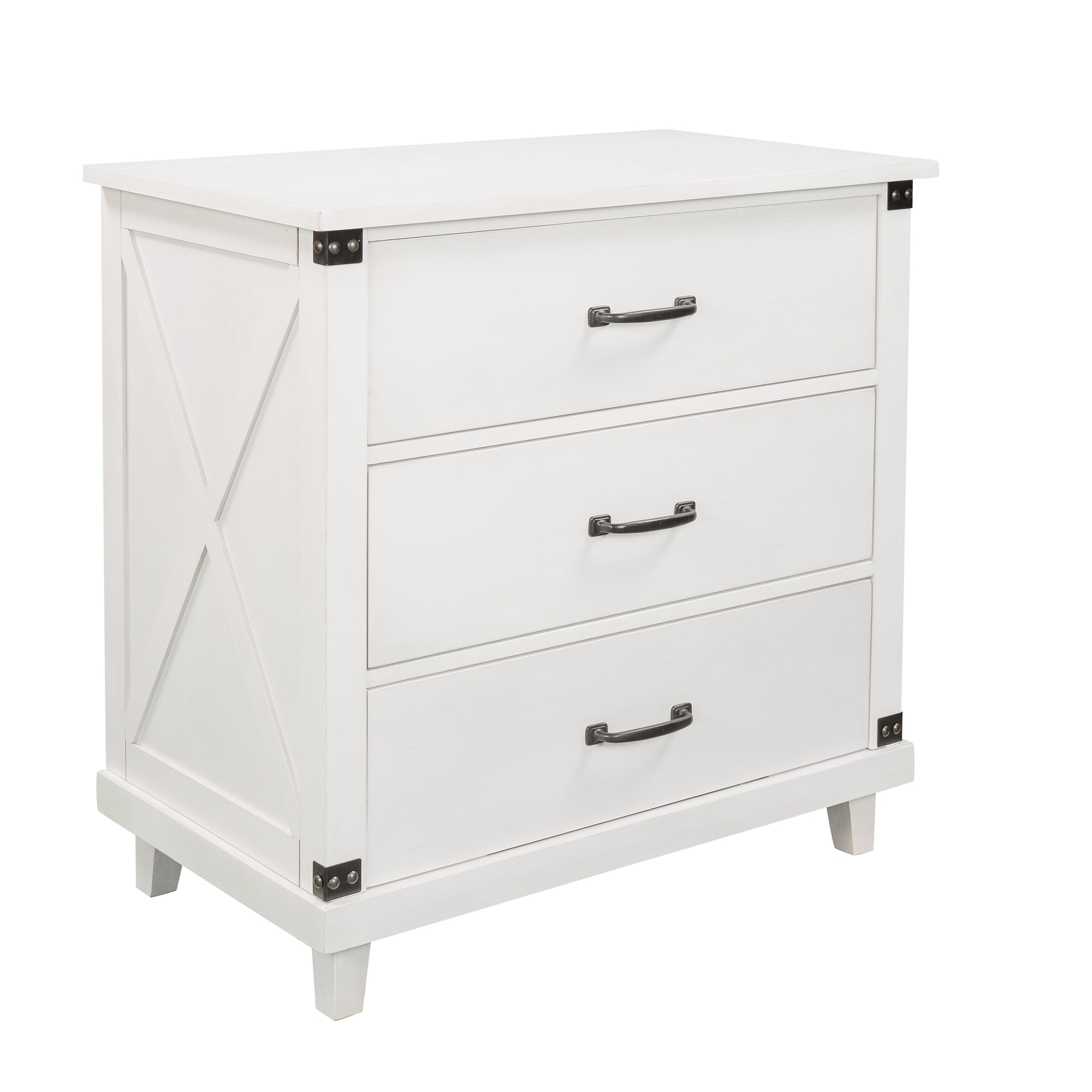 Wood 3-Drawer Nightstand