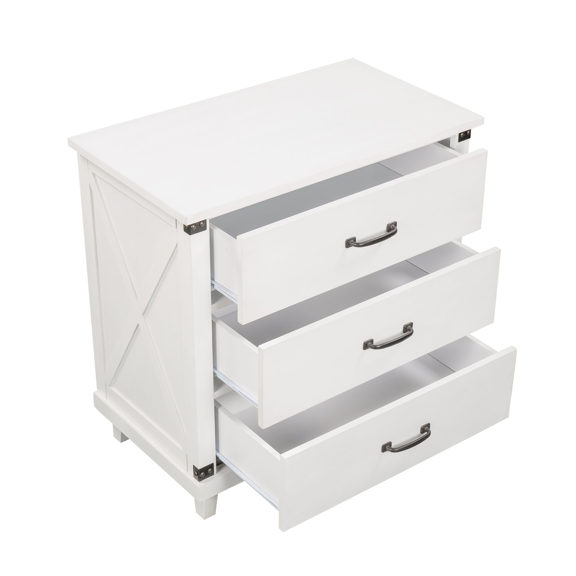 Wood 3-Drawer Nightstand