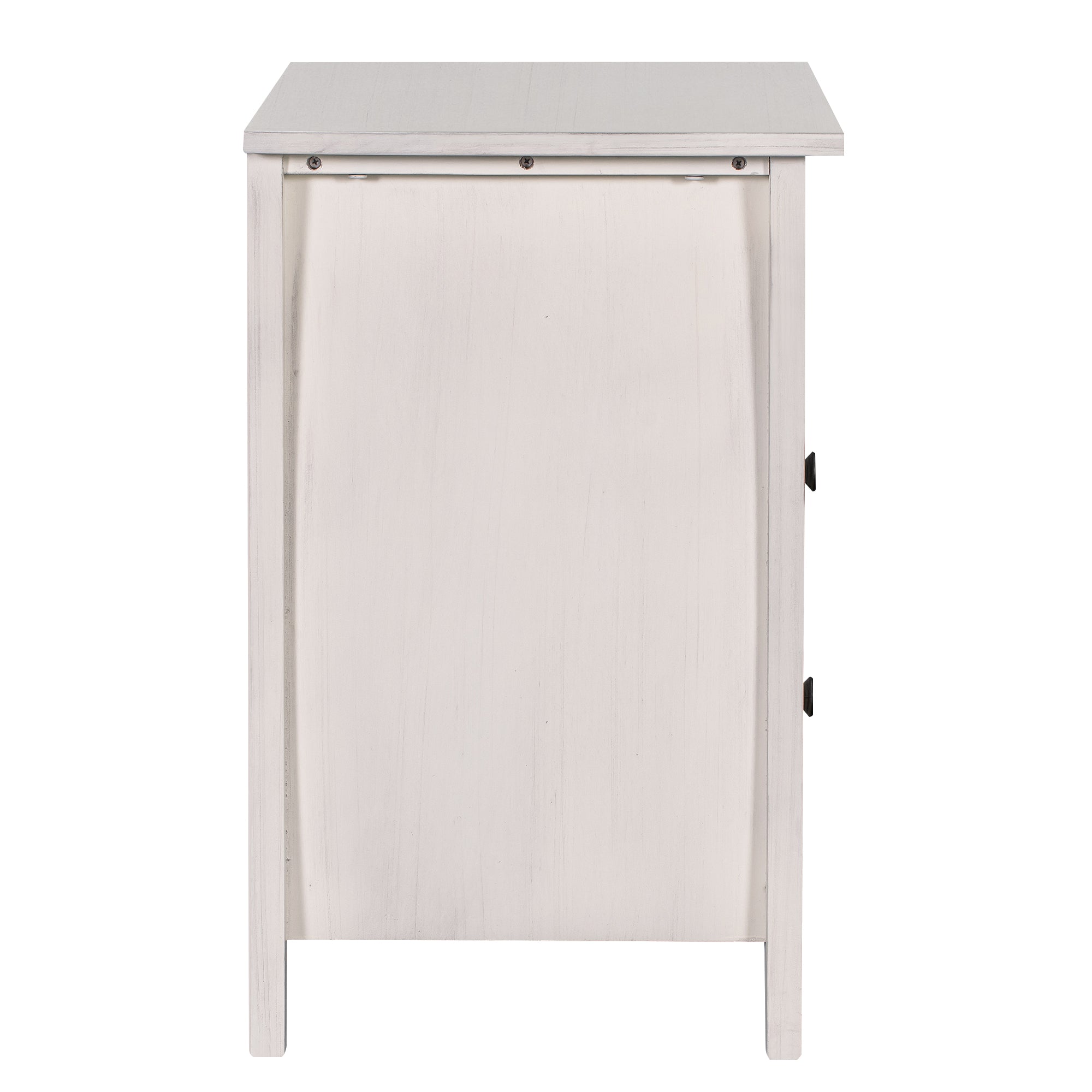 2-Drawer Wood Nightstand with Exterior Shelves