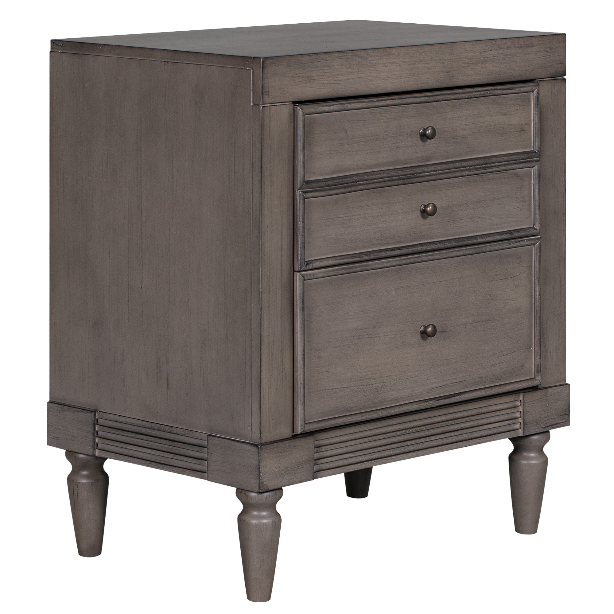 3-Drawer Wood Nightstand