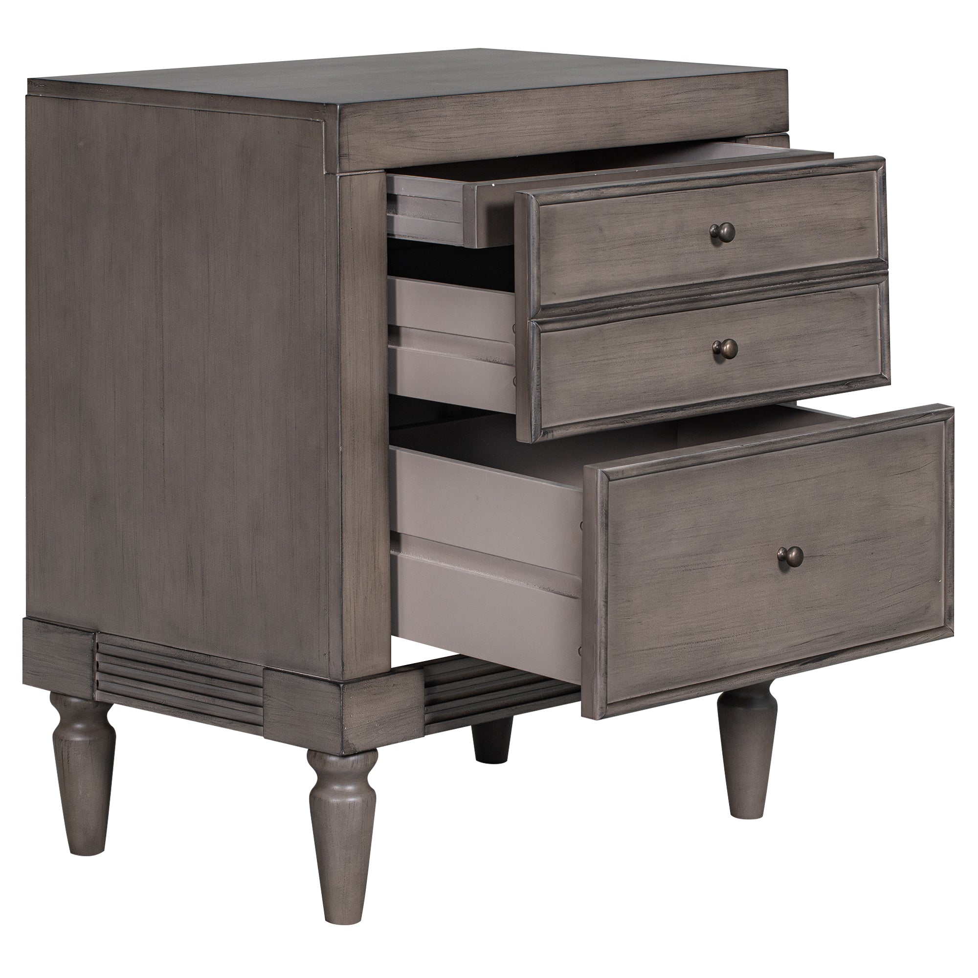 3-Drawer Wood Nightstand