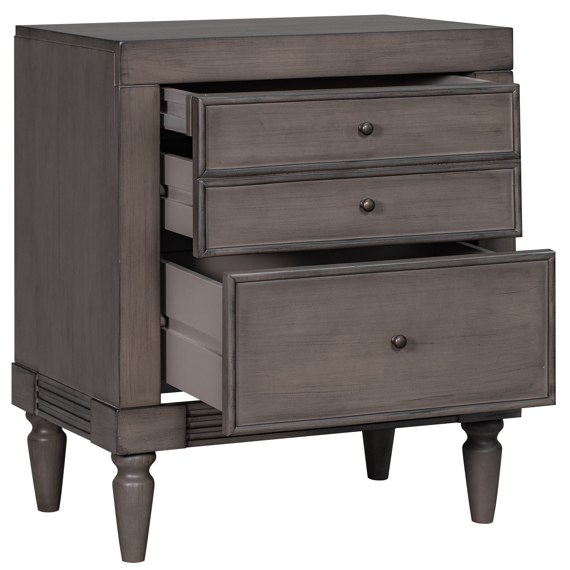 3-Drawer Wood Nightstand