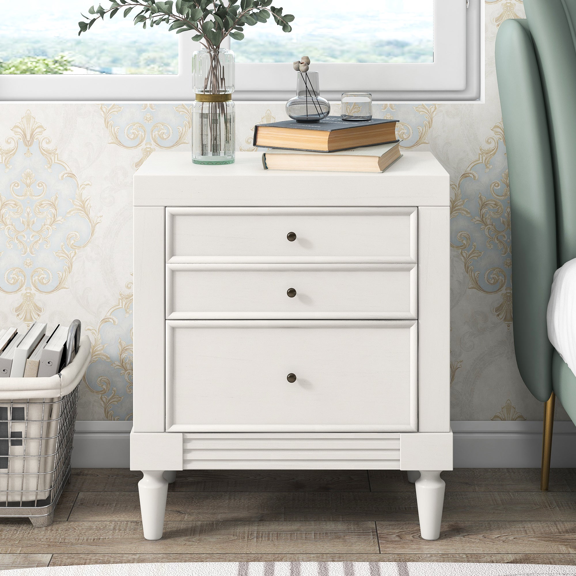 3-Drawer Wood Nightstand