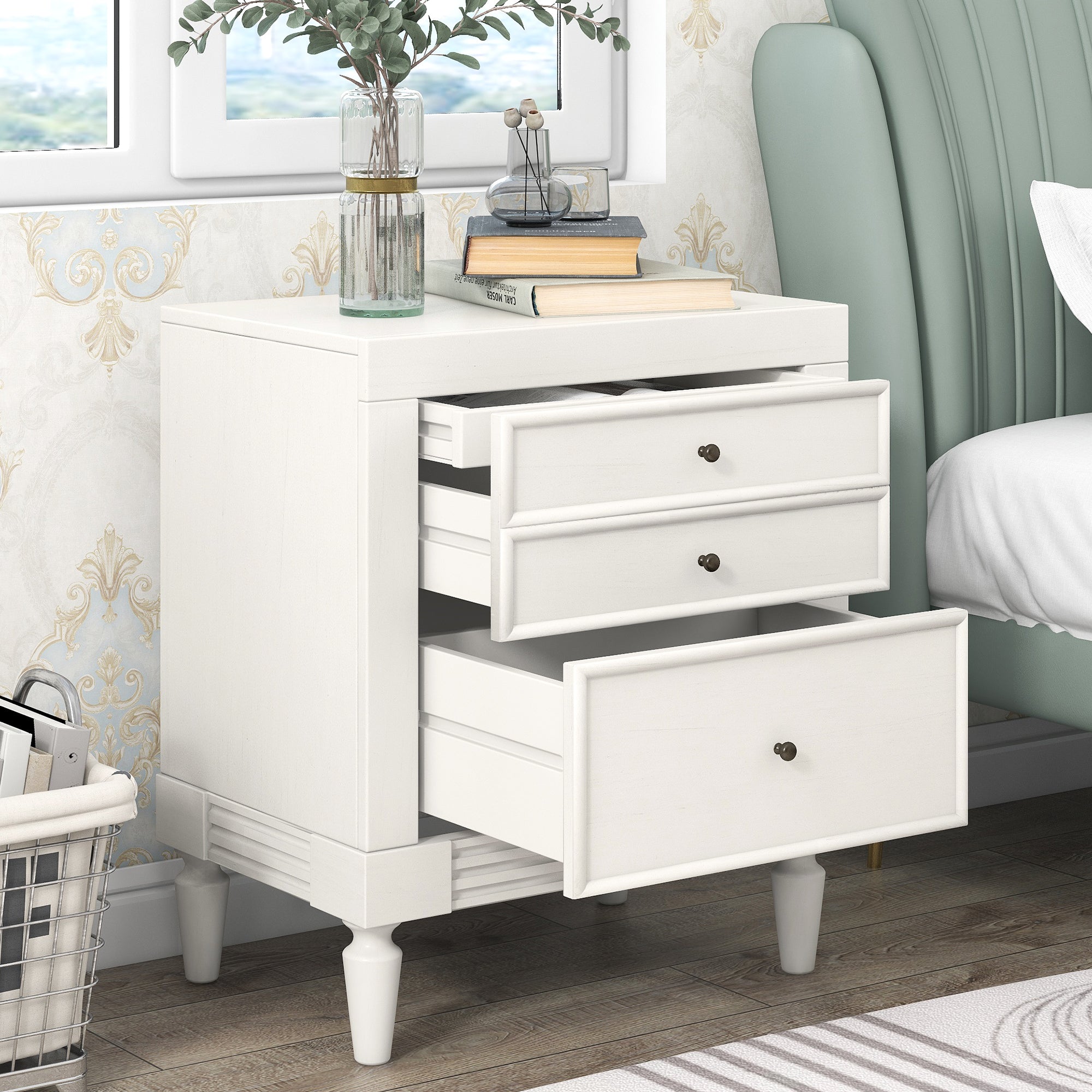 3-Drawer Wood Nightstand