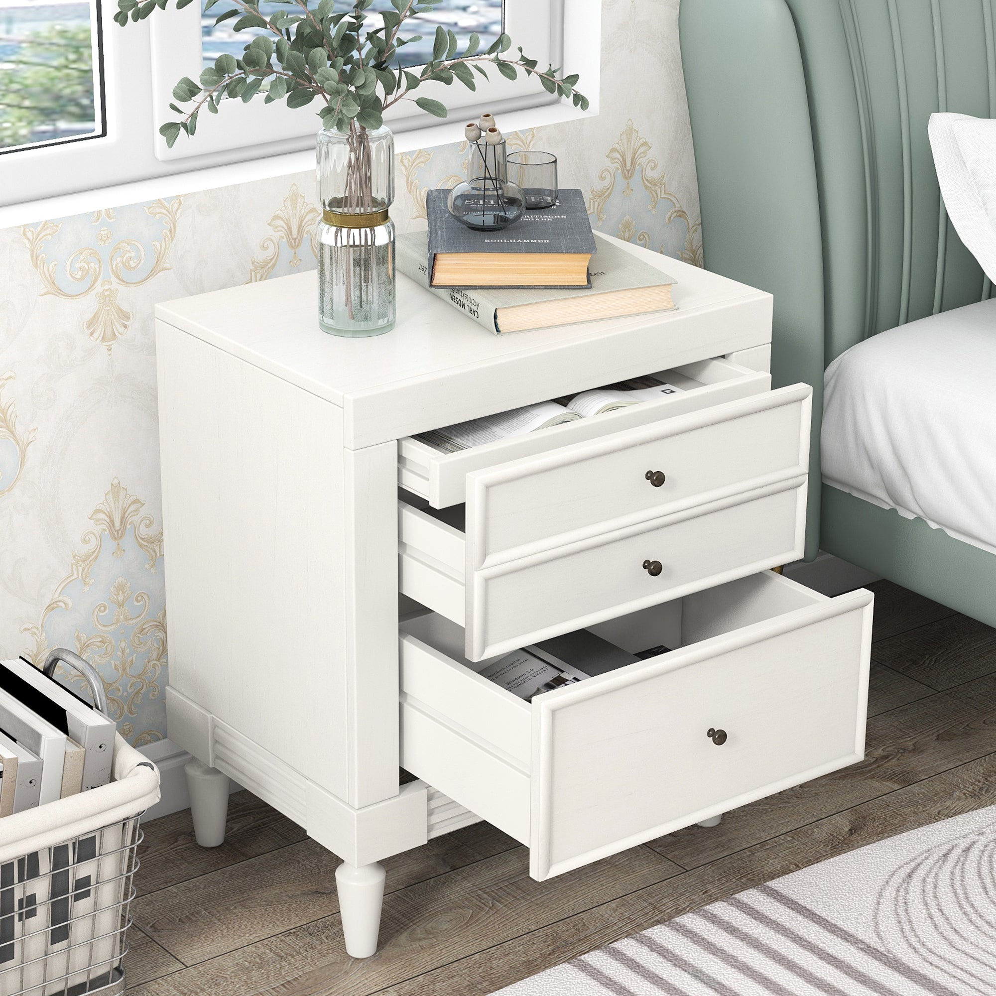 3-Drawer Wood Nightstand