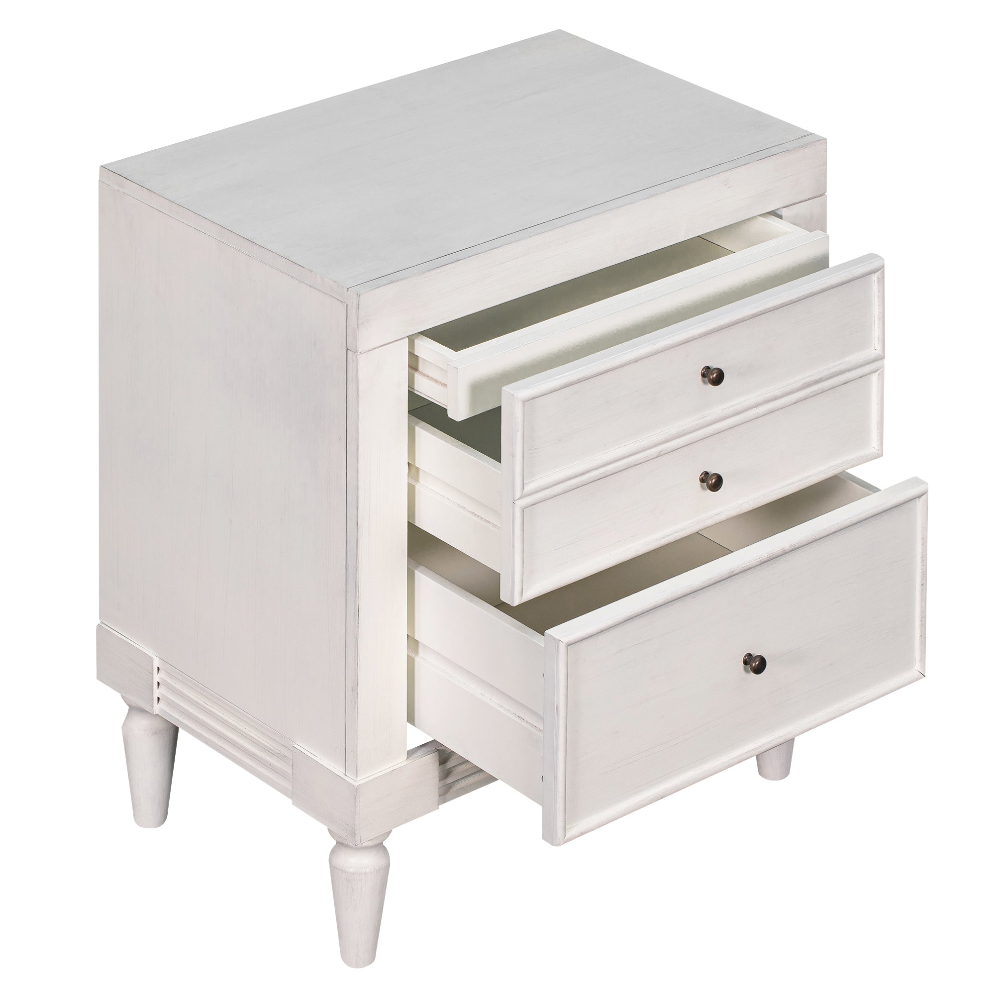 3-Drawer Wood Nightstand