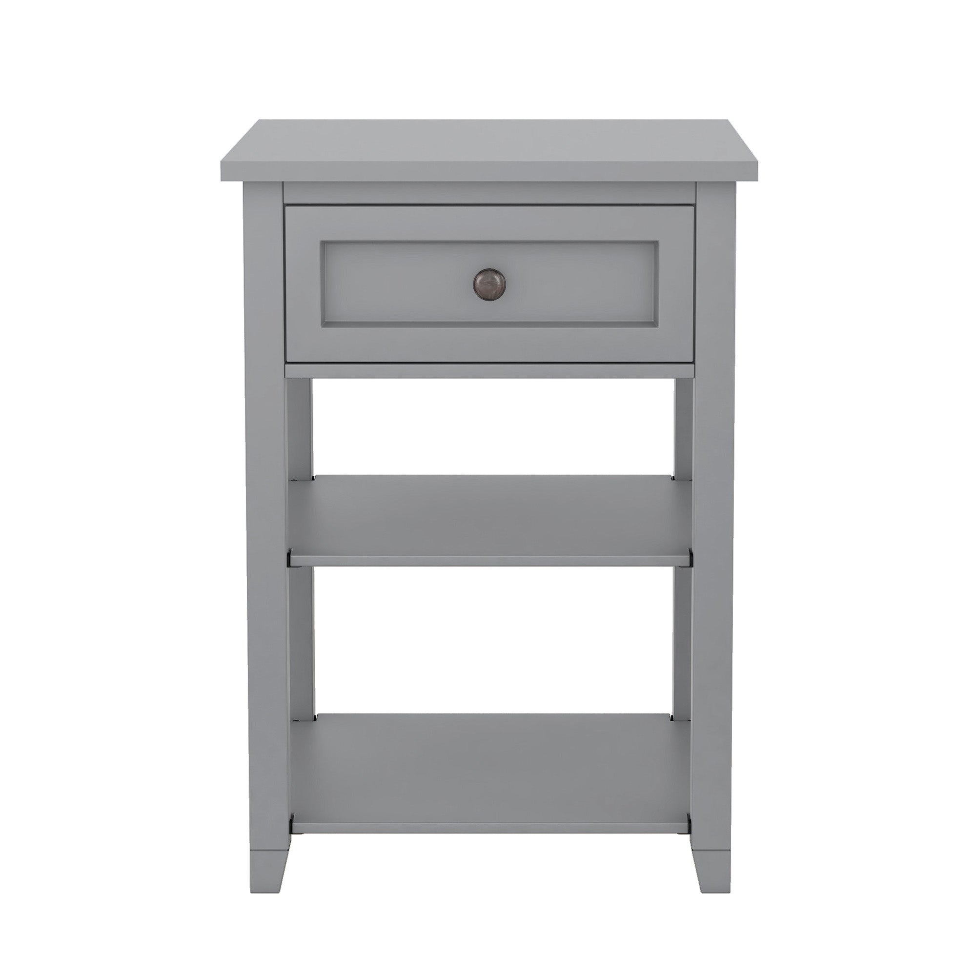 1-Drawer Wood Nightstand with Exterior Shelves