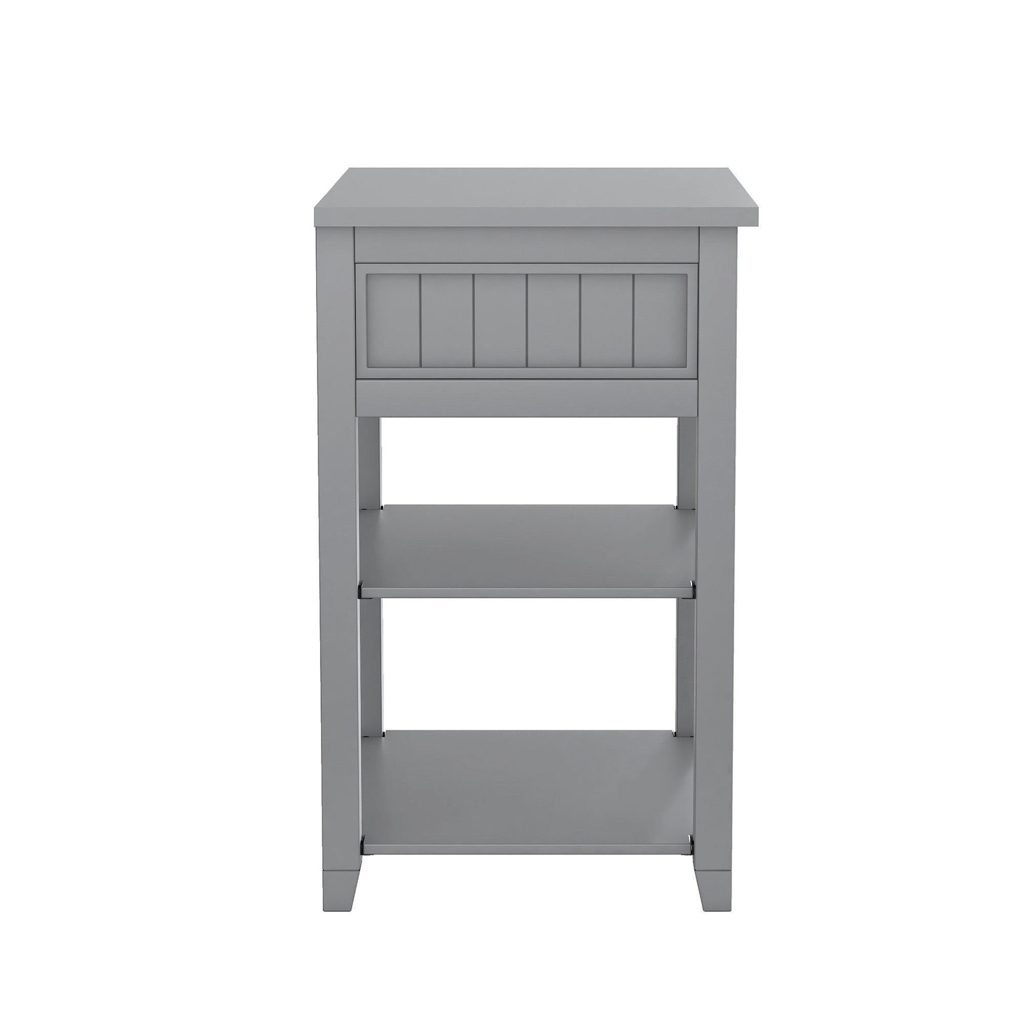 1-Drawer Wood Nightstand with Exterior Shelves