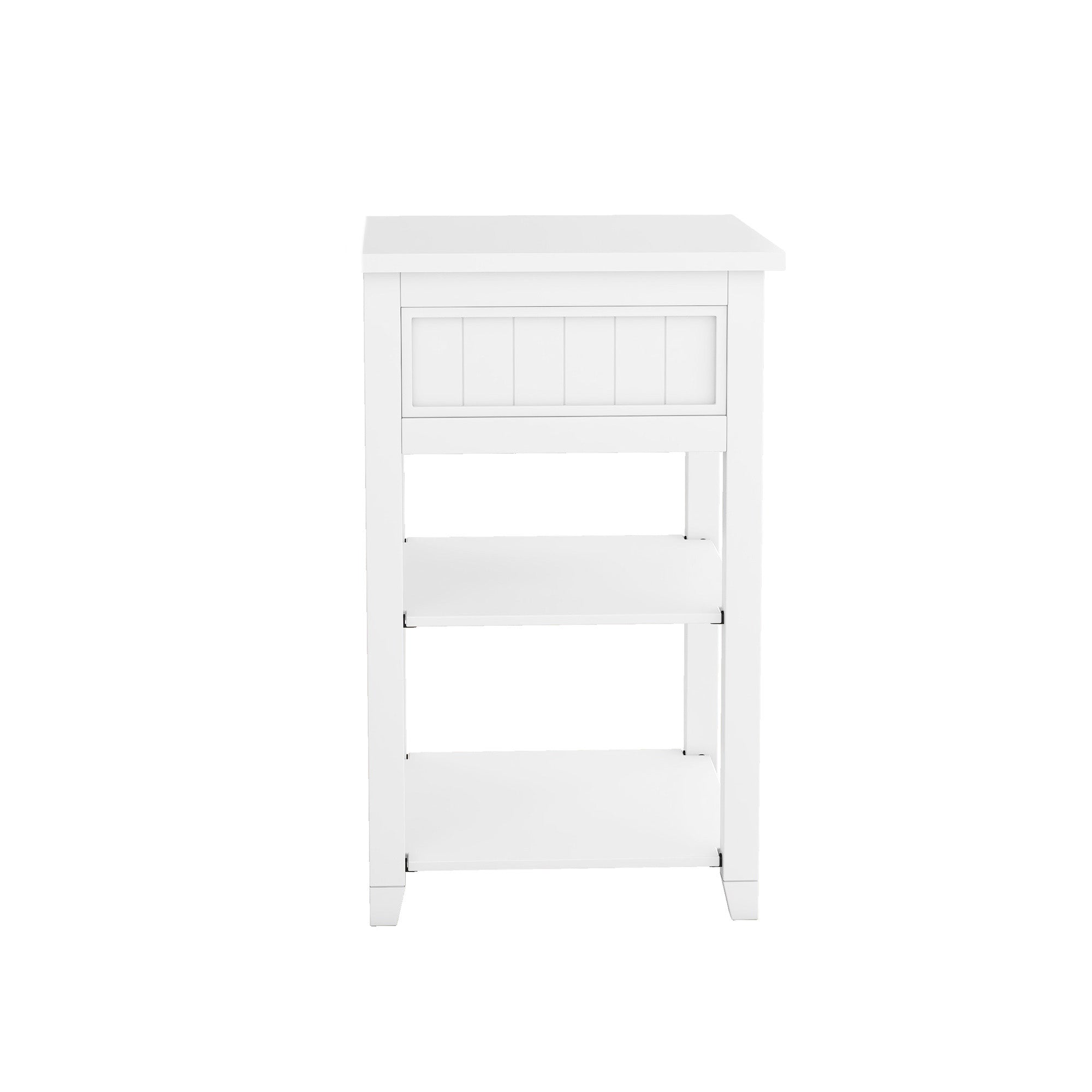 1-Drawer Wood Nightstand with Exterior Shelves