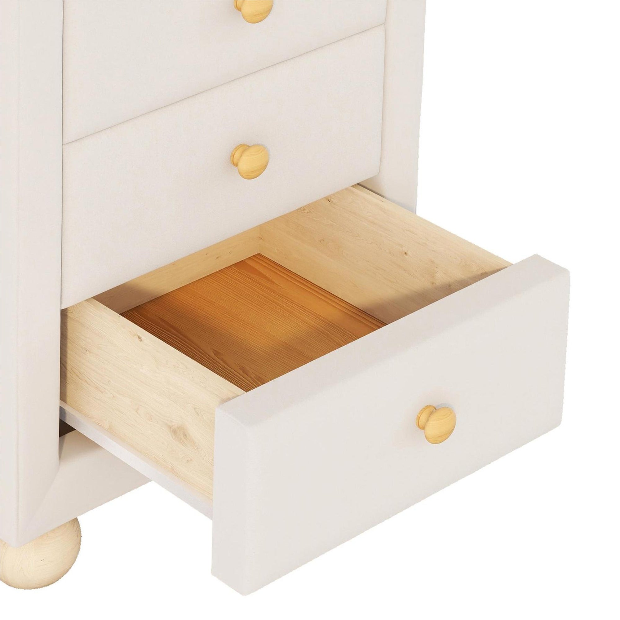 3-Drawer Upholstered Wood Nightstand