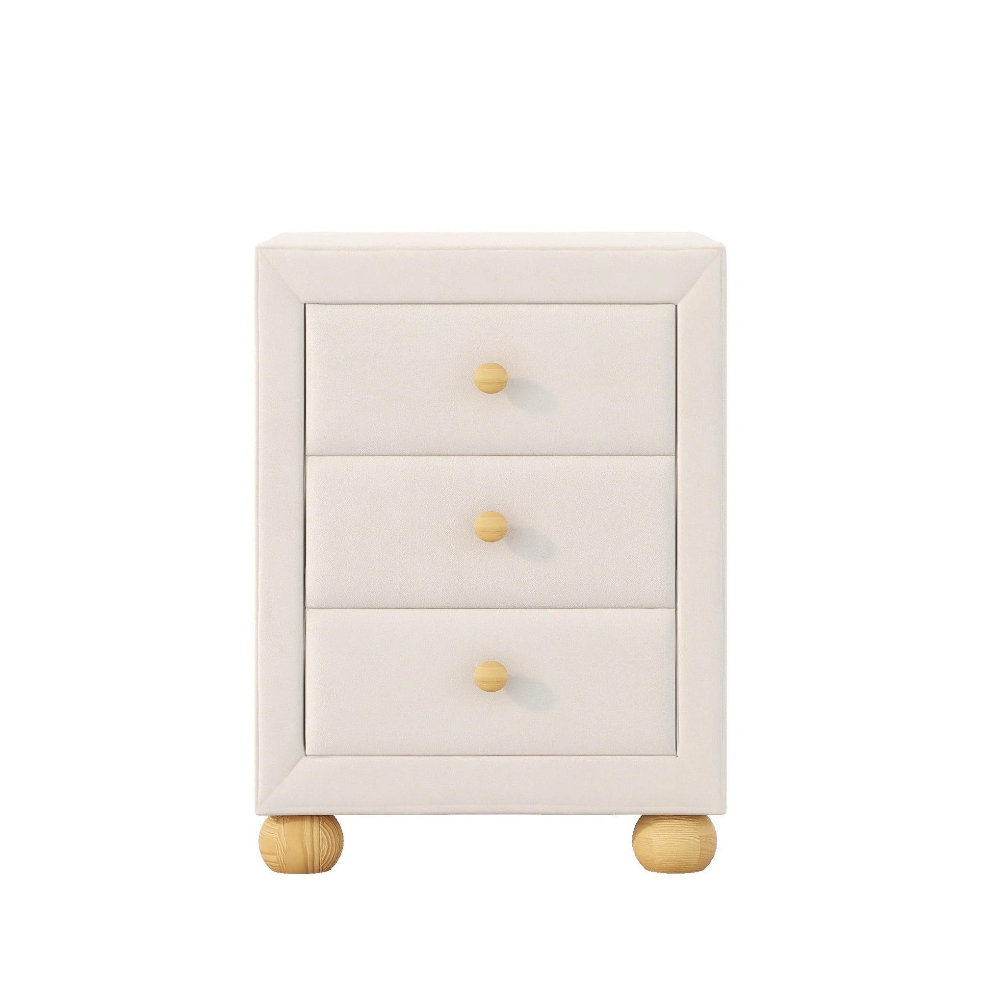 3-Drawer Upholstered Wood Nightstand