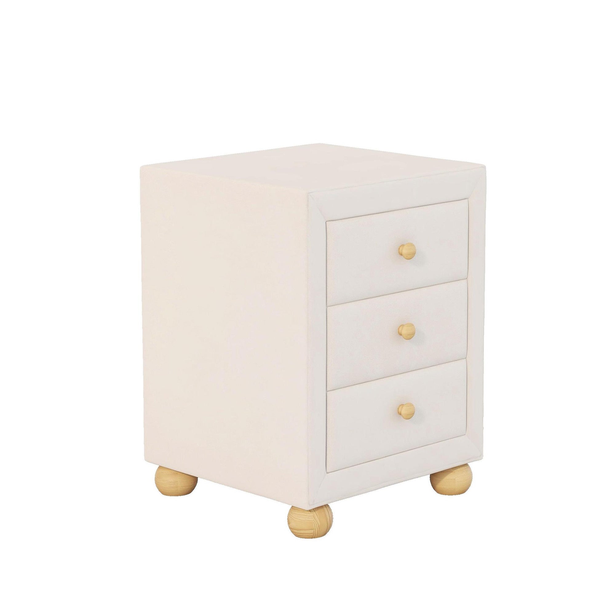 3-Drawer Upholstered Wood Nightstand