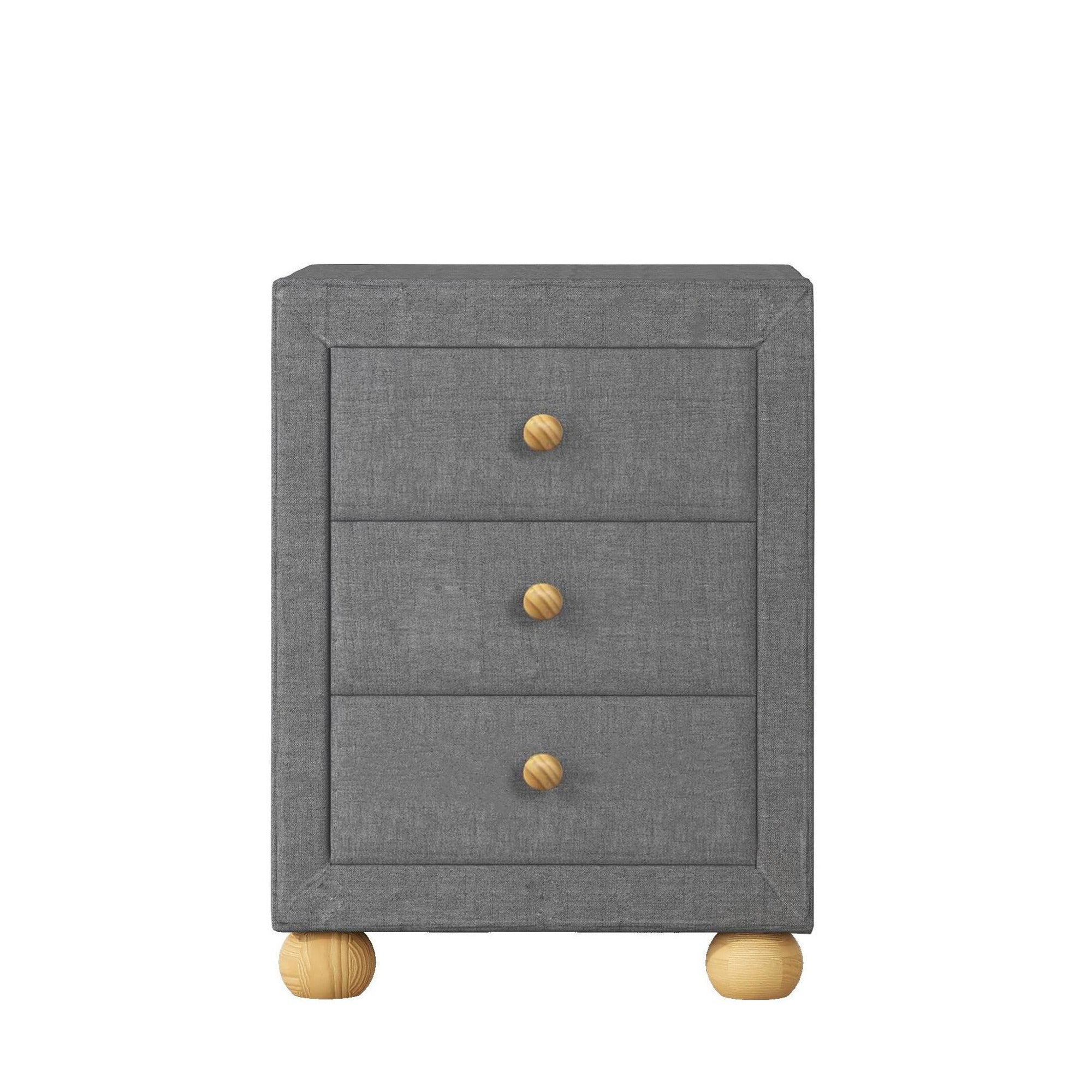 3-Drawer Upholstered Wood Nightstand