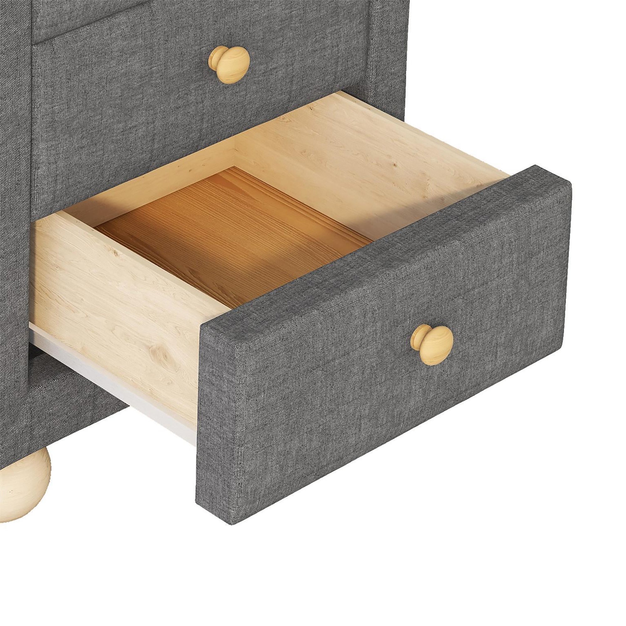 3-Drawer Upholstered Wood Nightstand