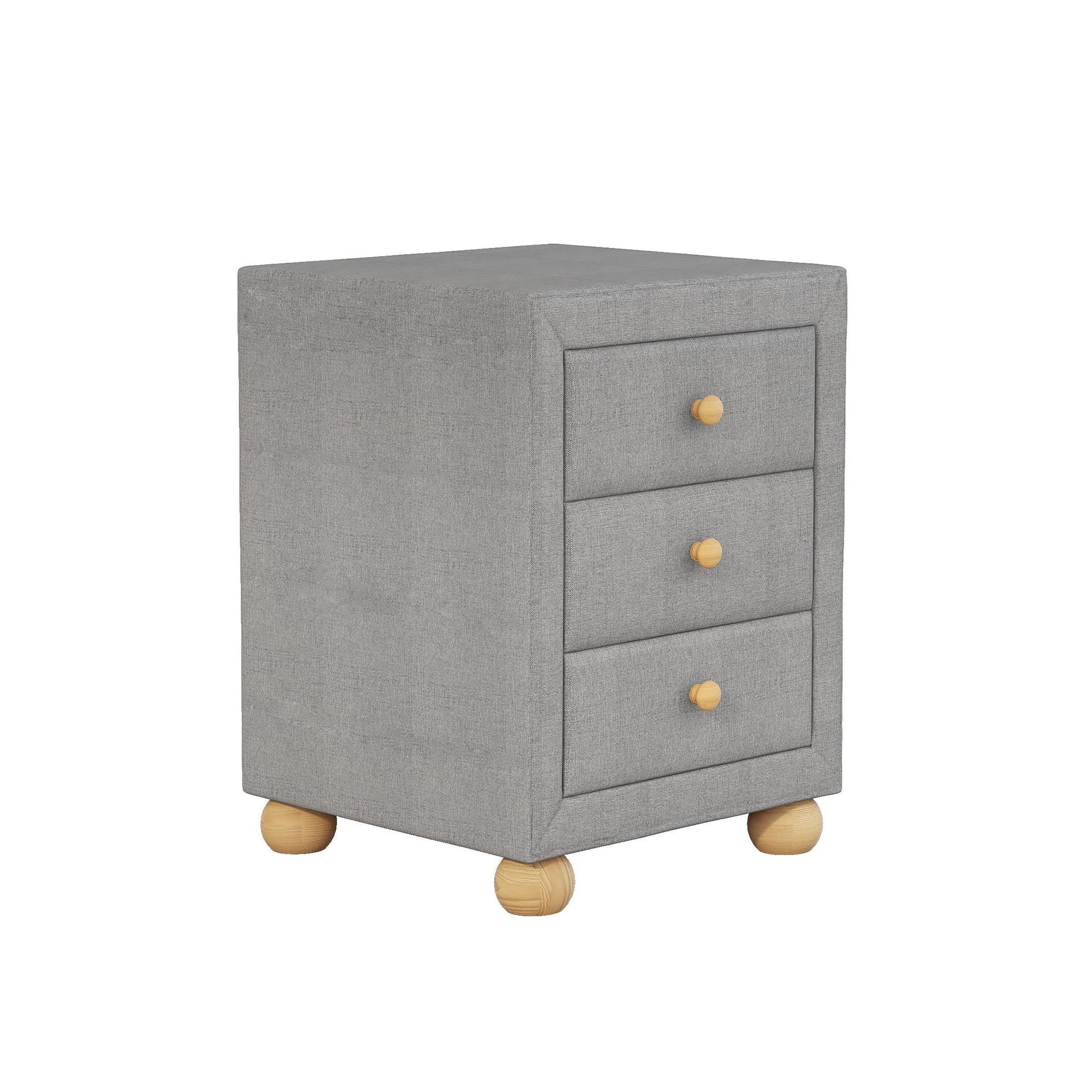 3-Drawer Upholstered Wood Nightstand