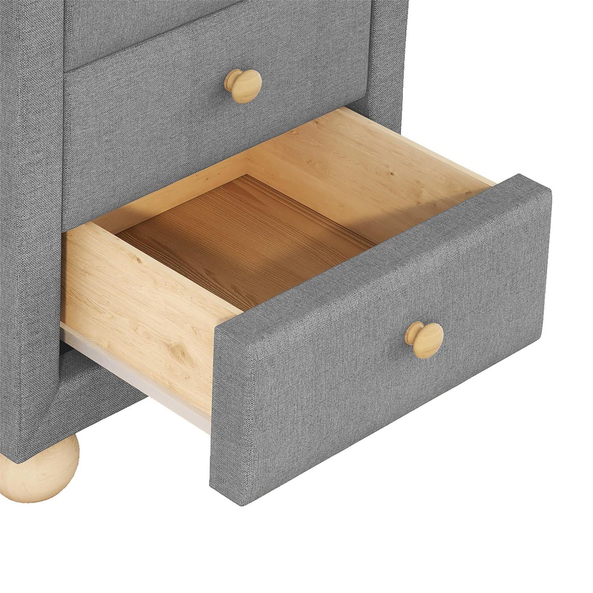 3-Drawer Upholstered Wood Nightstand