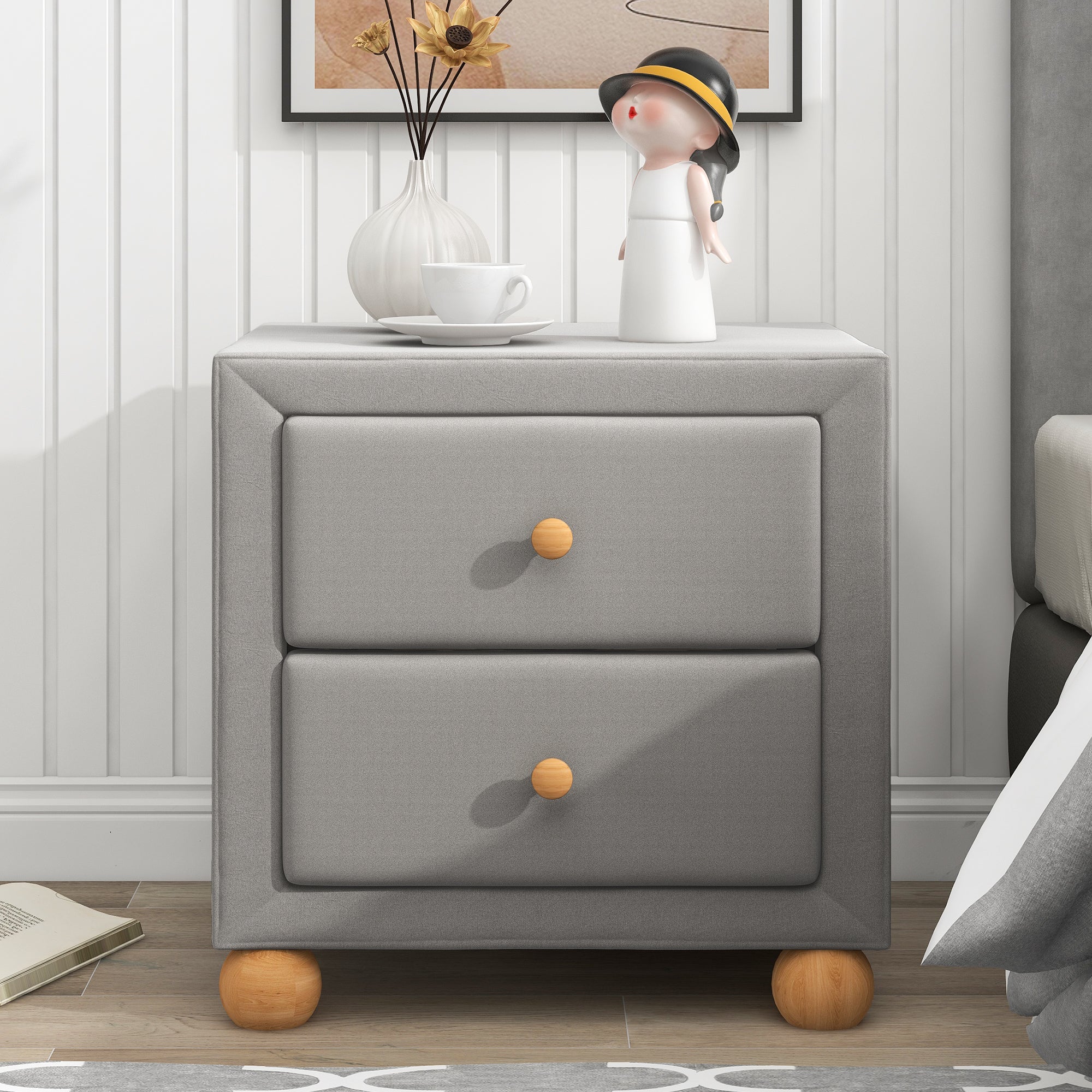 21" Tall 2-Drawer Wood Nightstand