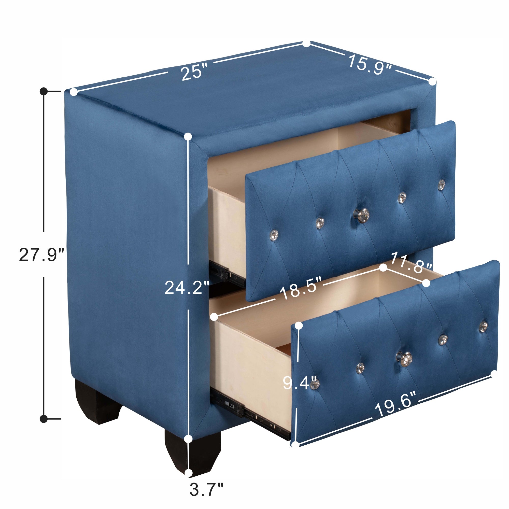 28" Tall 2-Drawer Upholstery Nightstand
